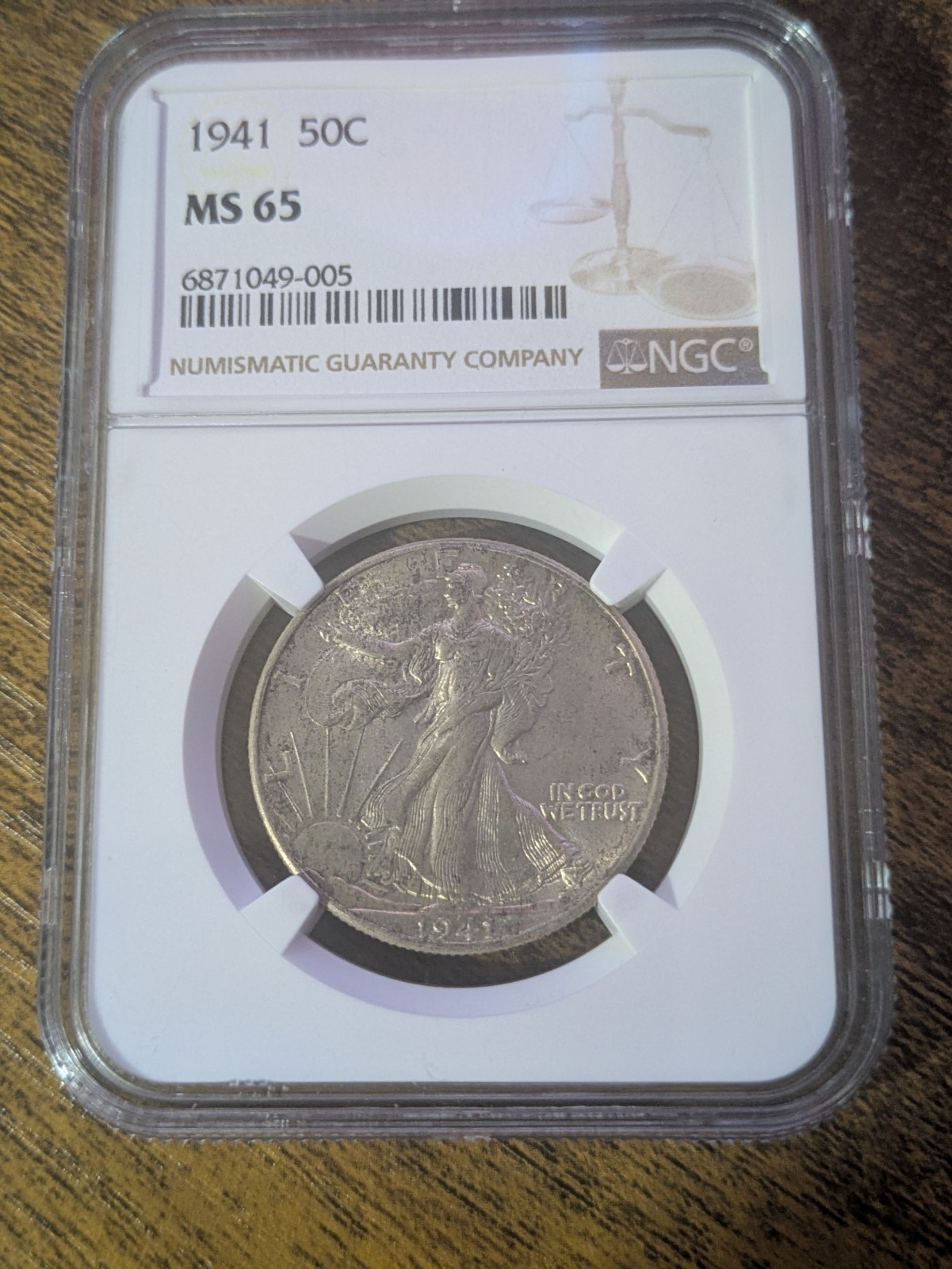 1941 NGC MS65 Walking Liberty Silver Half Dollar 50c