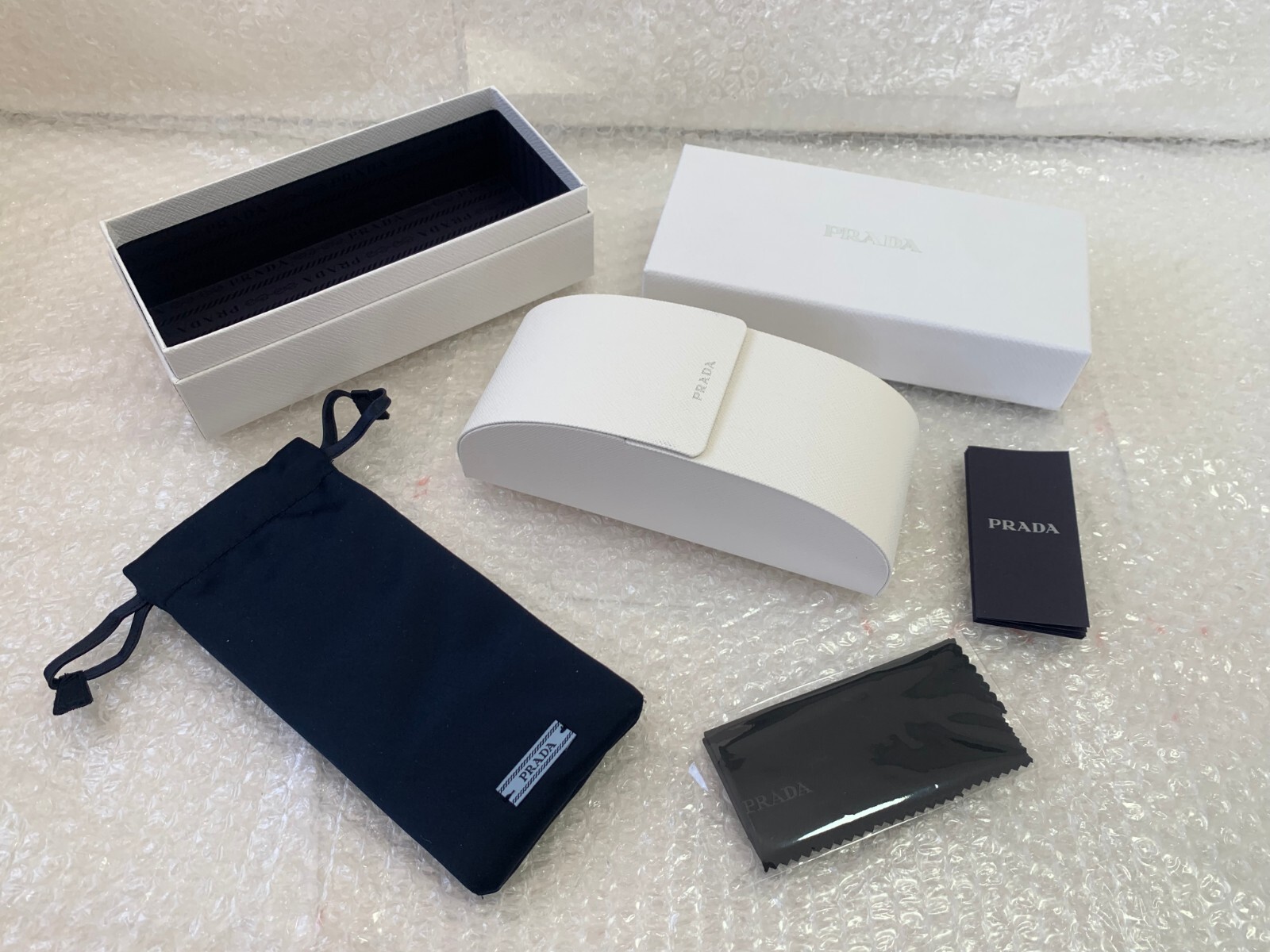 Case Prada Sunglasses Hard Cloth Box Cream Authentic Magnetic Large 17X6.5X5 CM