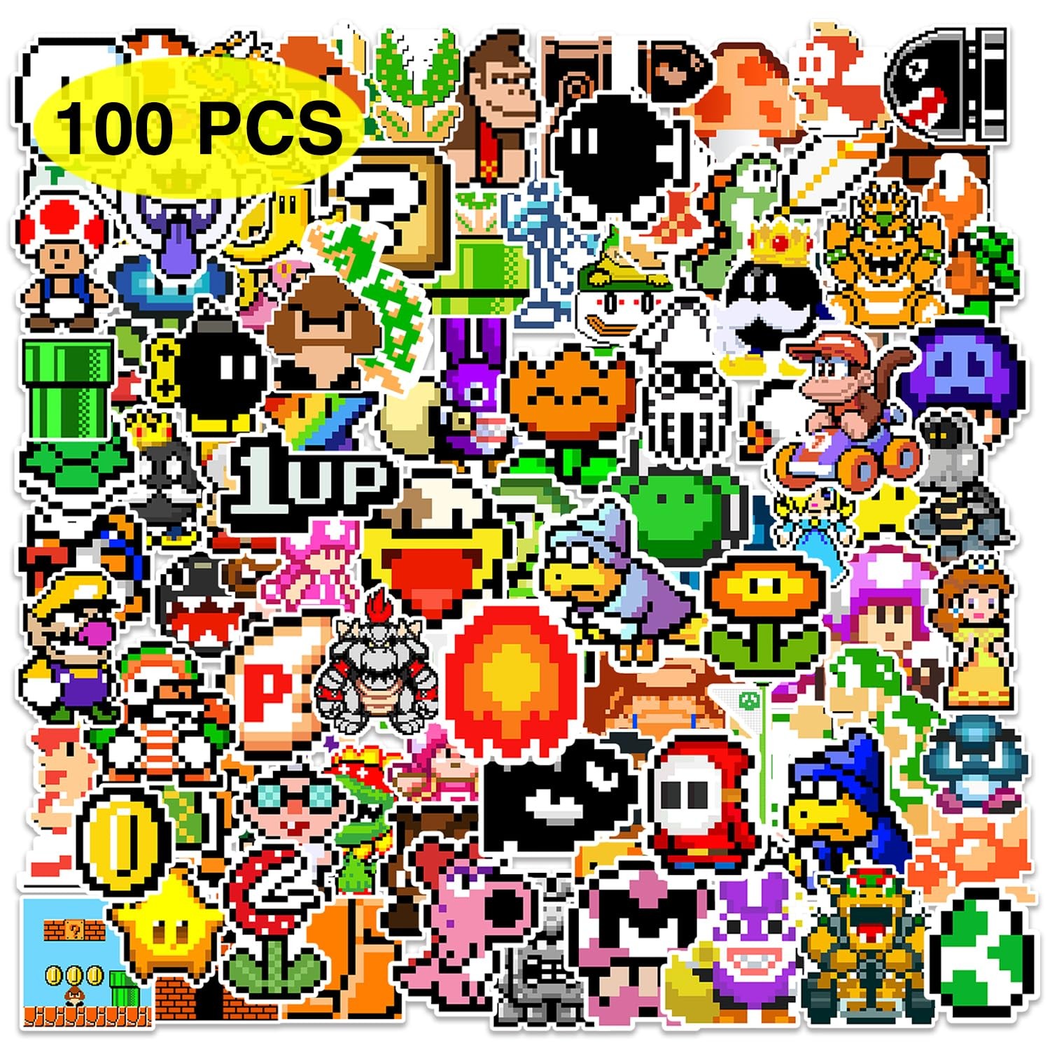 Pounchi Cute Cartoon Stickers (100 Pcs) Pixel 2.0-3.3 inch,