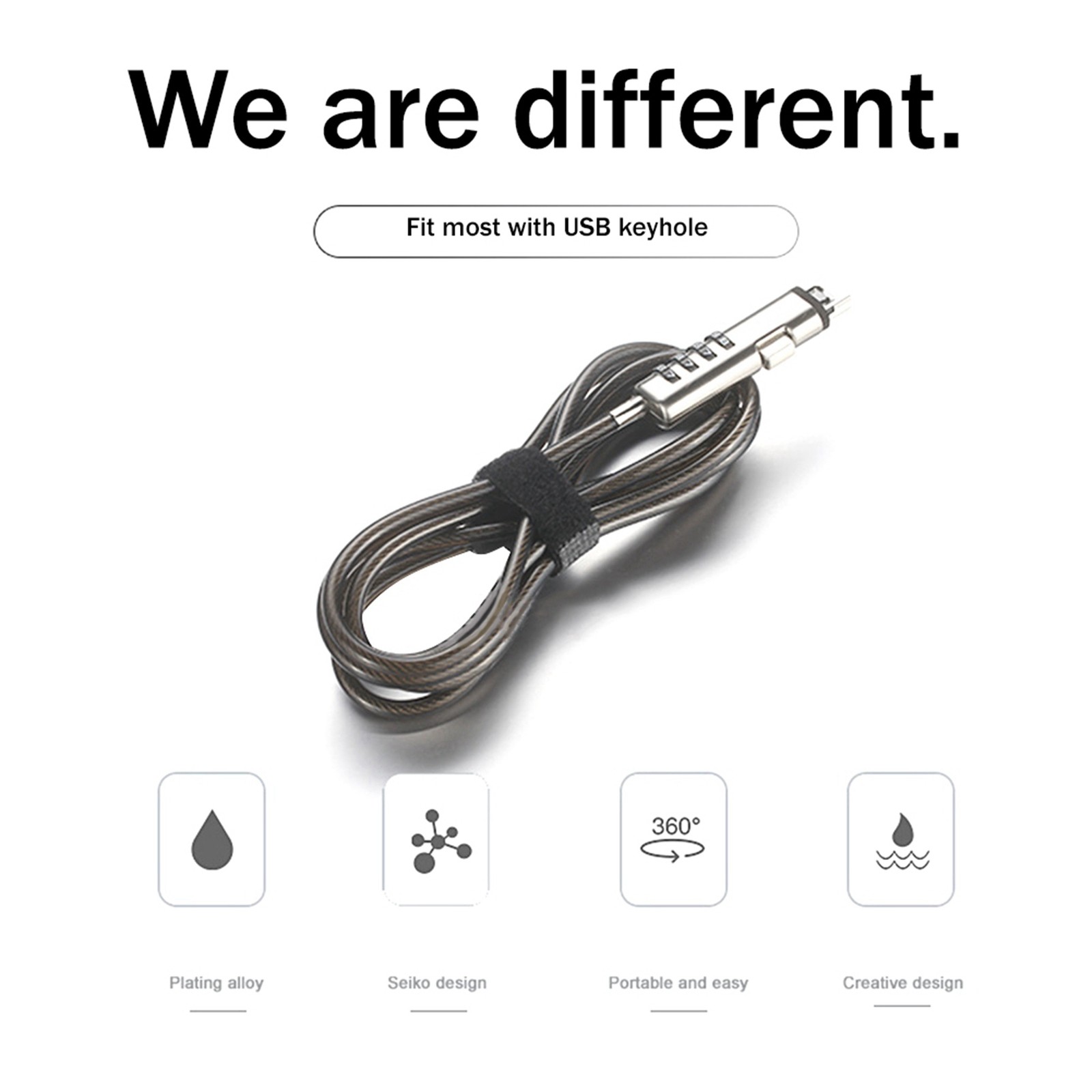 2X USB Password Lock Computer Lock Password Protection Anti Theft Univers3344