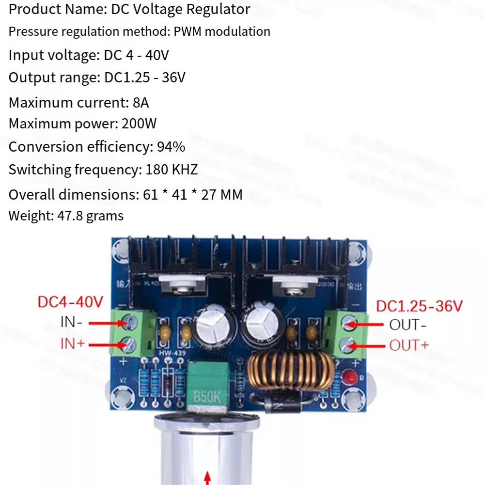 XL4016E1 DC-DC Step Down Converter Module, High Performance DC Regulator Plat2743
