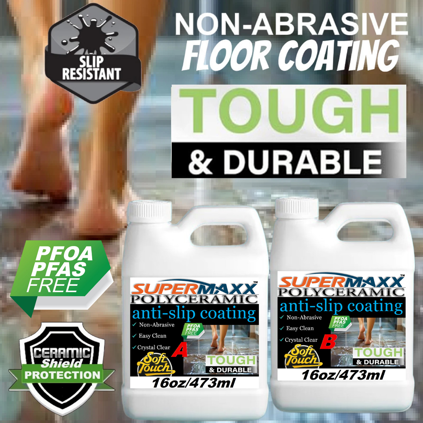 NON-SLIP FLOOR FINISH CLEAR SATIN FOR CERAMIC TILES PORCELAIN STONE MARBLE