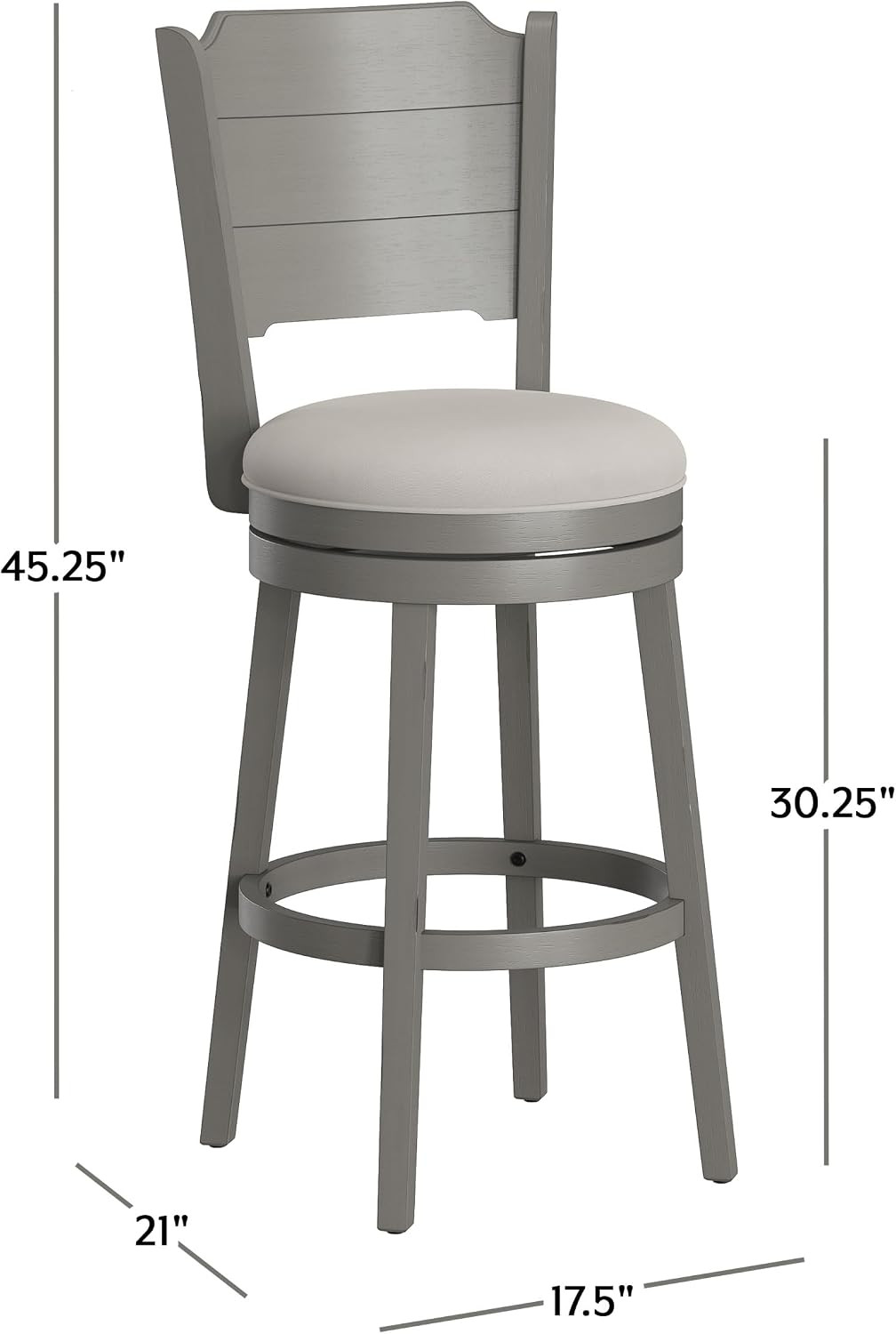 Clarion Wood Swivel Bar Height Stool, Distressed Gray