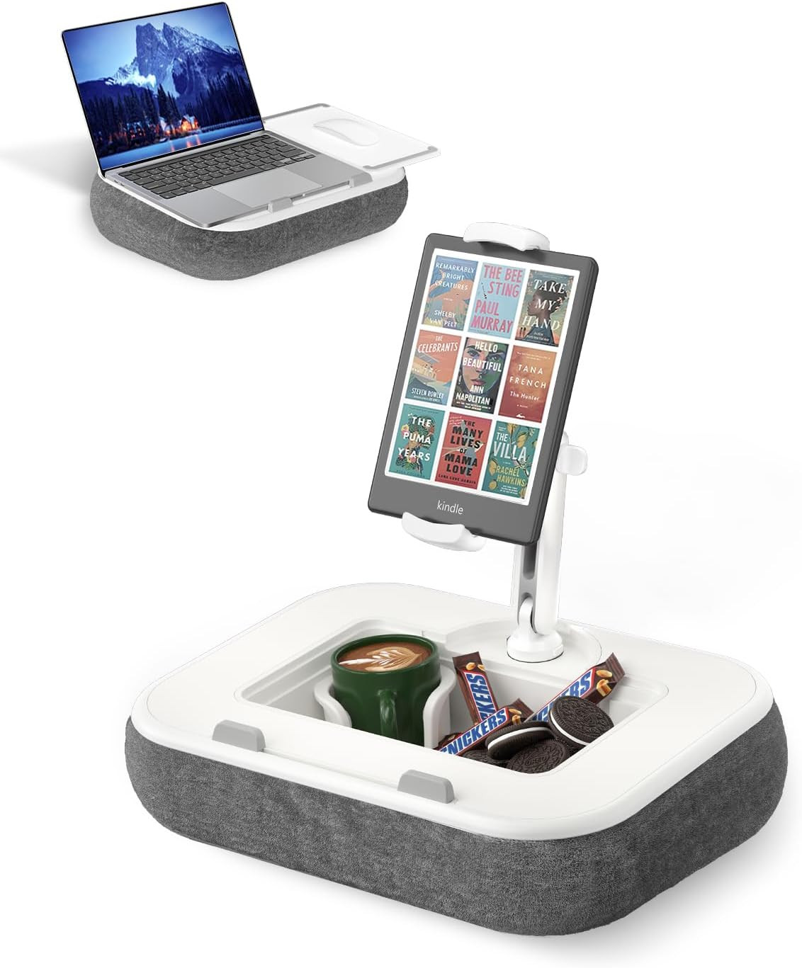 Kindle Pillow Stand Holder, Phone Holder for Bed, Laptop Lap Desk with Mouse Pad