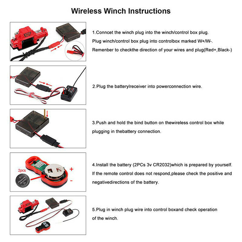 98ft Range 1/10 RC Winch Controller Remote Control Receiver for RC4WD TRX4 SCX10