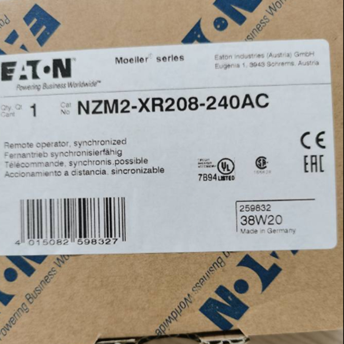 NEW EATON NZM2-XR208-240AC Remote Operator