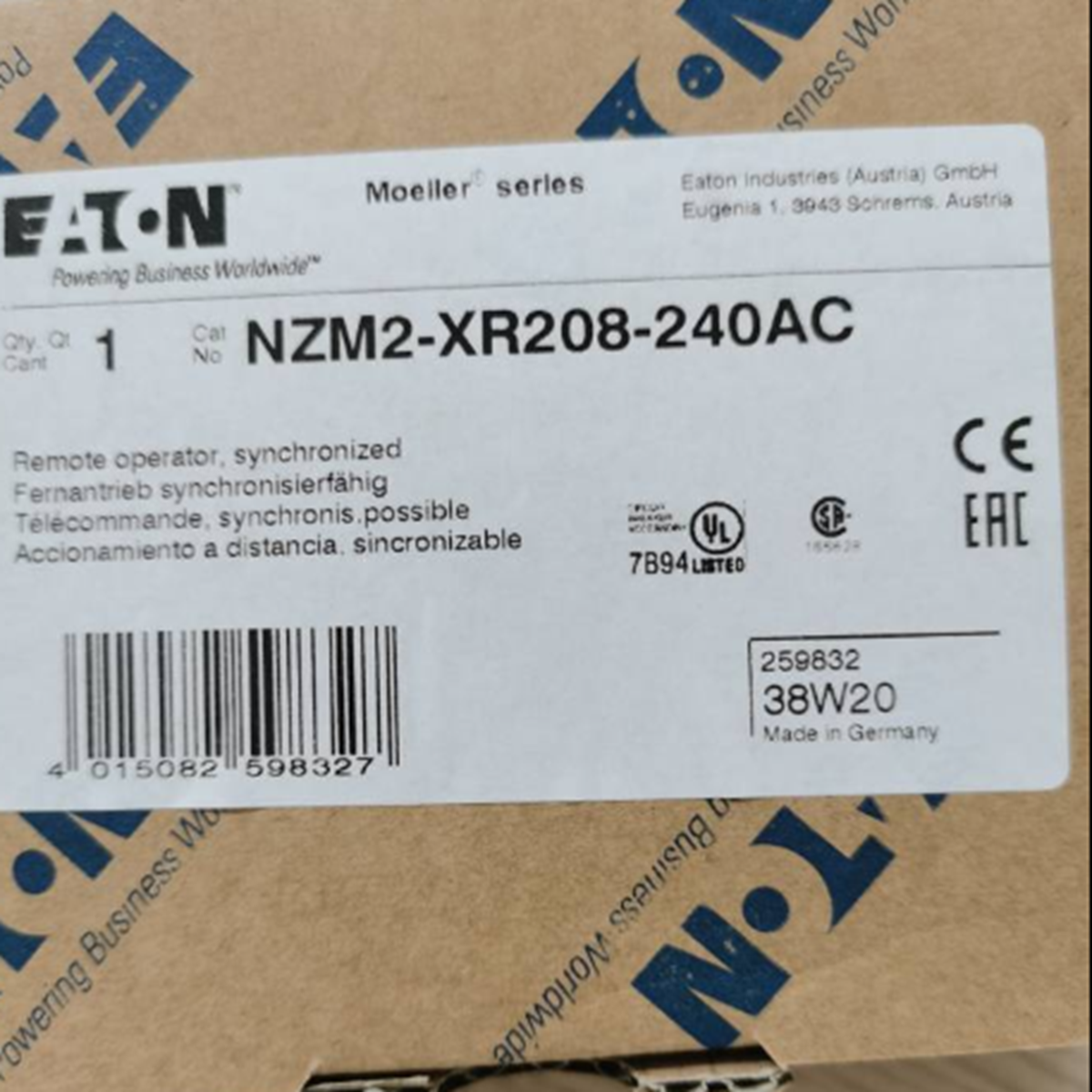 NEW EATON NZM2-XR208-240AC Remote Operator
