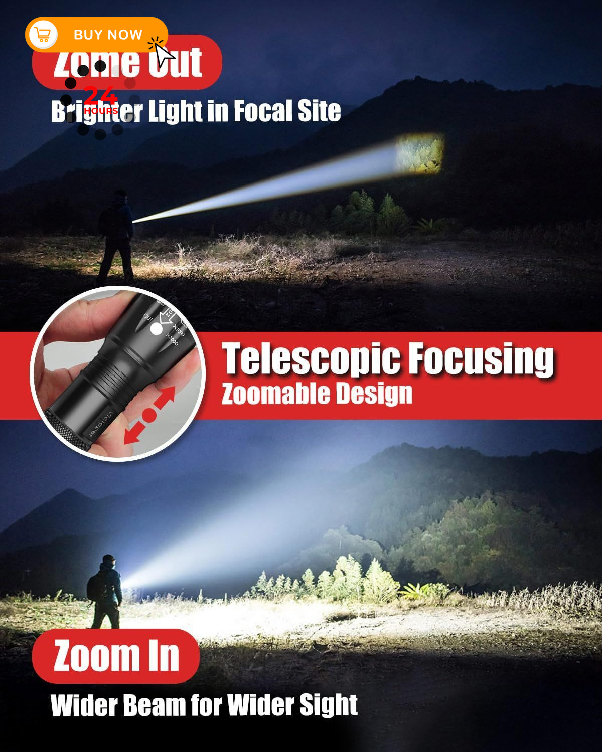 Victoper LED Flashlight 2 Pack, Bright Tactical Torch High 2 PACK, Black