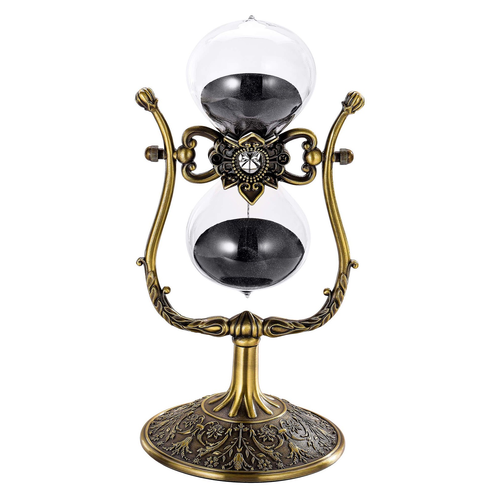 Vintage 60 Minute Hourglass Sand Timer Large Brass Engraved Rotating NEW
