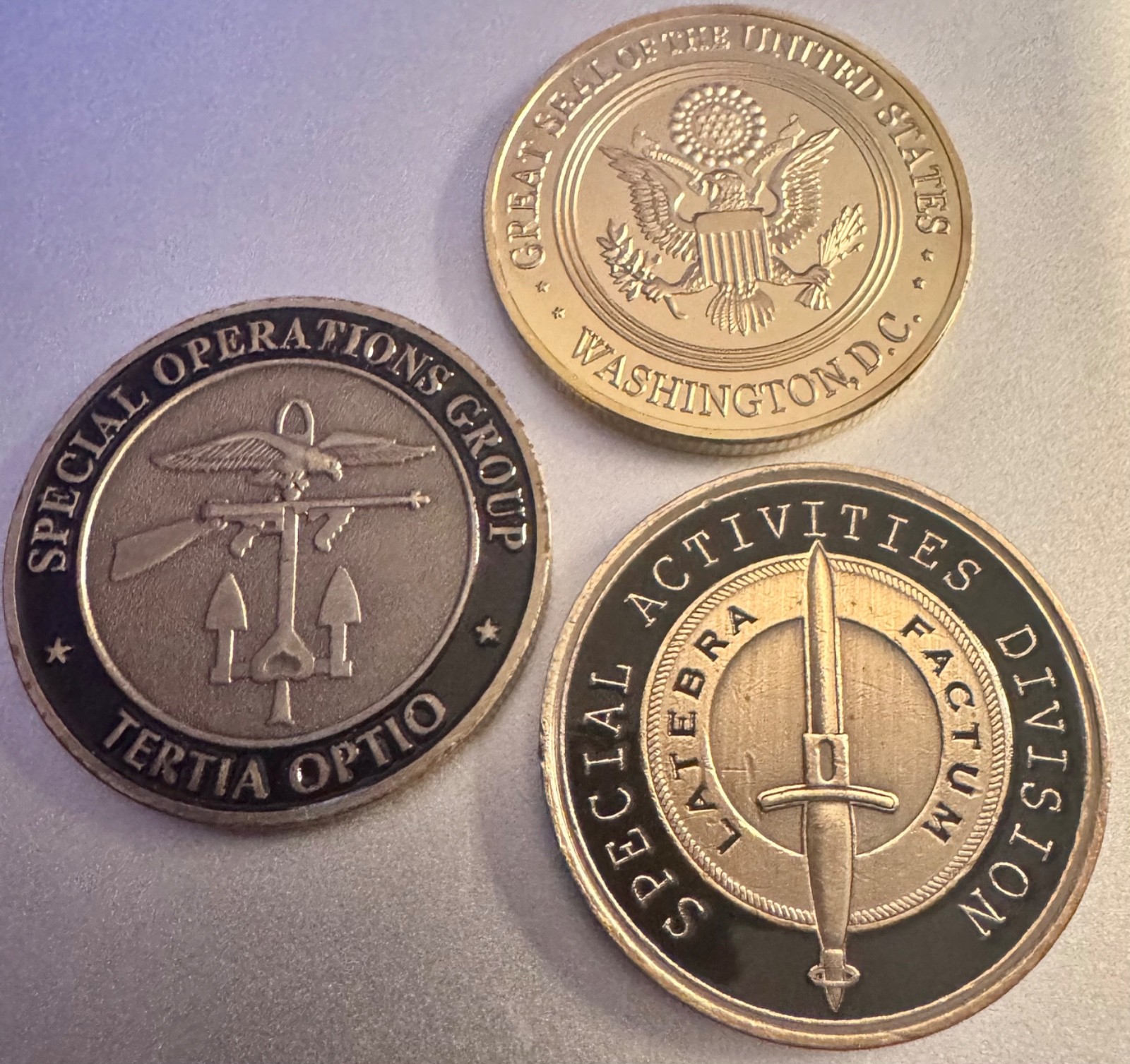 CIA SAD Special Operations Group Special Activities Division Challenge Coin Set