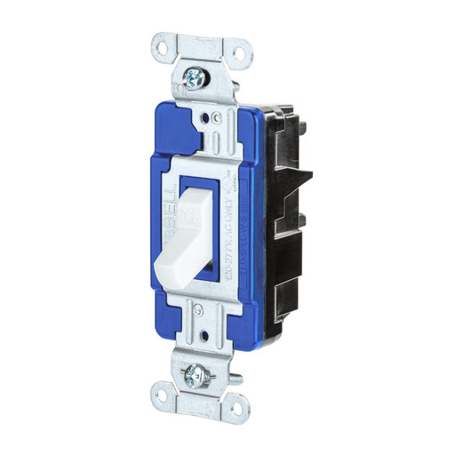 Hubbell EdgeConnect™ Commercial Switch, Screwless Toggle, 15A 120/277V, White