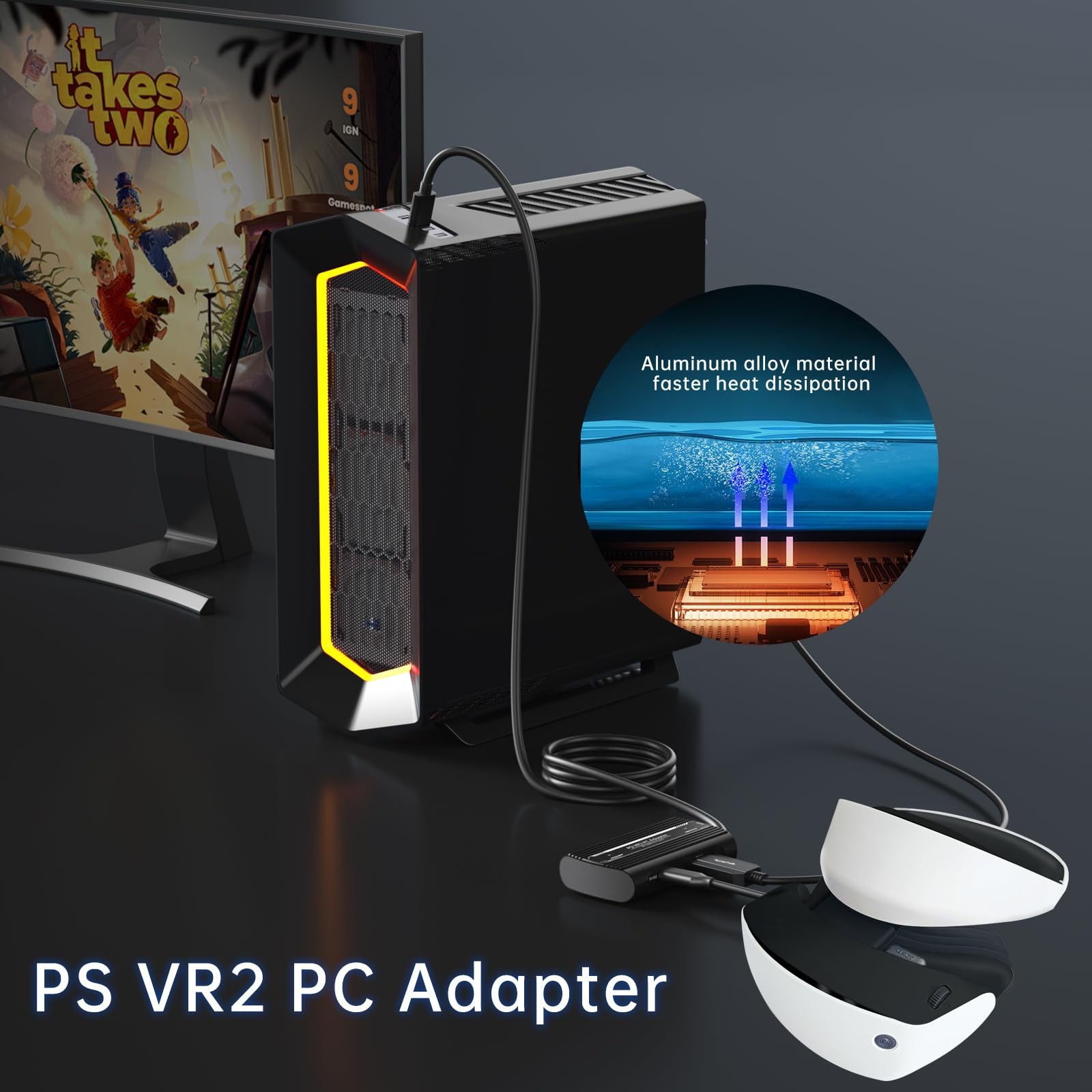 PSVR2 PC Adapter Accessories Kit.Includes DP1.4 Cable and Expandable Black