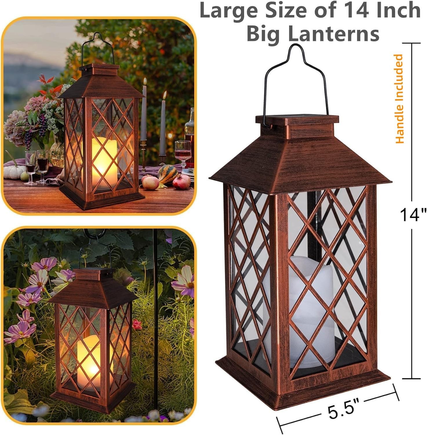 [2 Pack] TAKE ME 14" Solar 14” (H) * 5.51” (L) * (W), Antique Copper