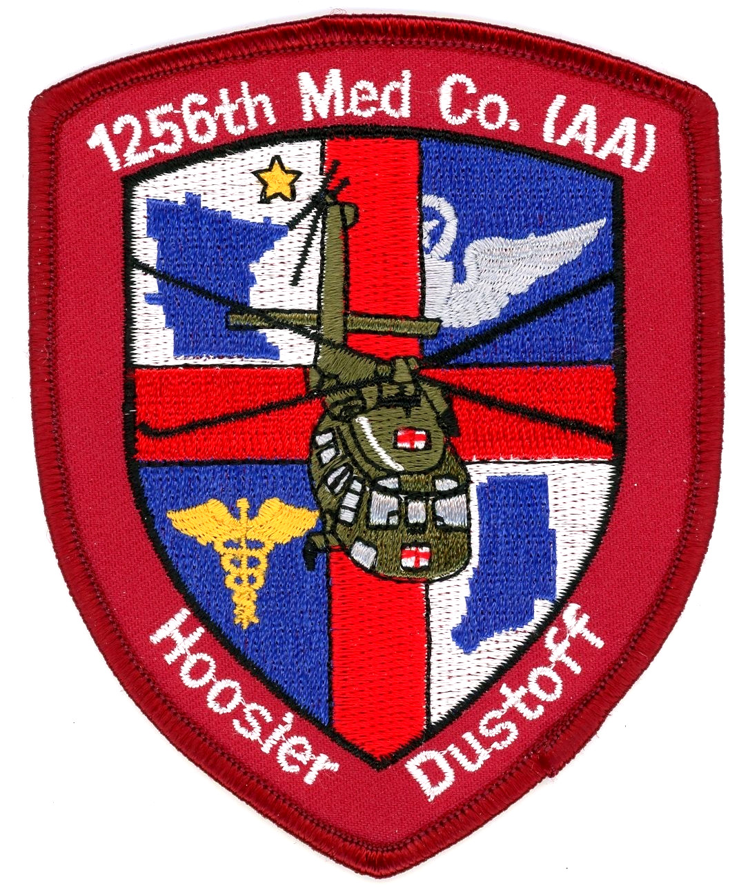 US Army Patch: 1256th Medical Company DUSTOFF MEDEVAC Hoosier Dustoff