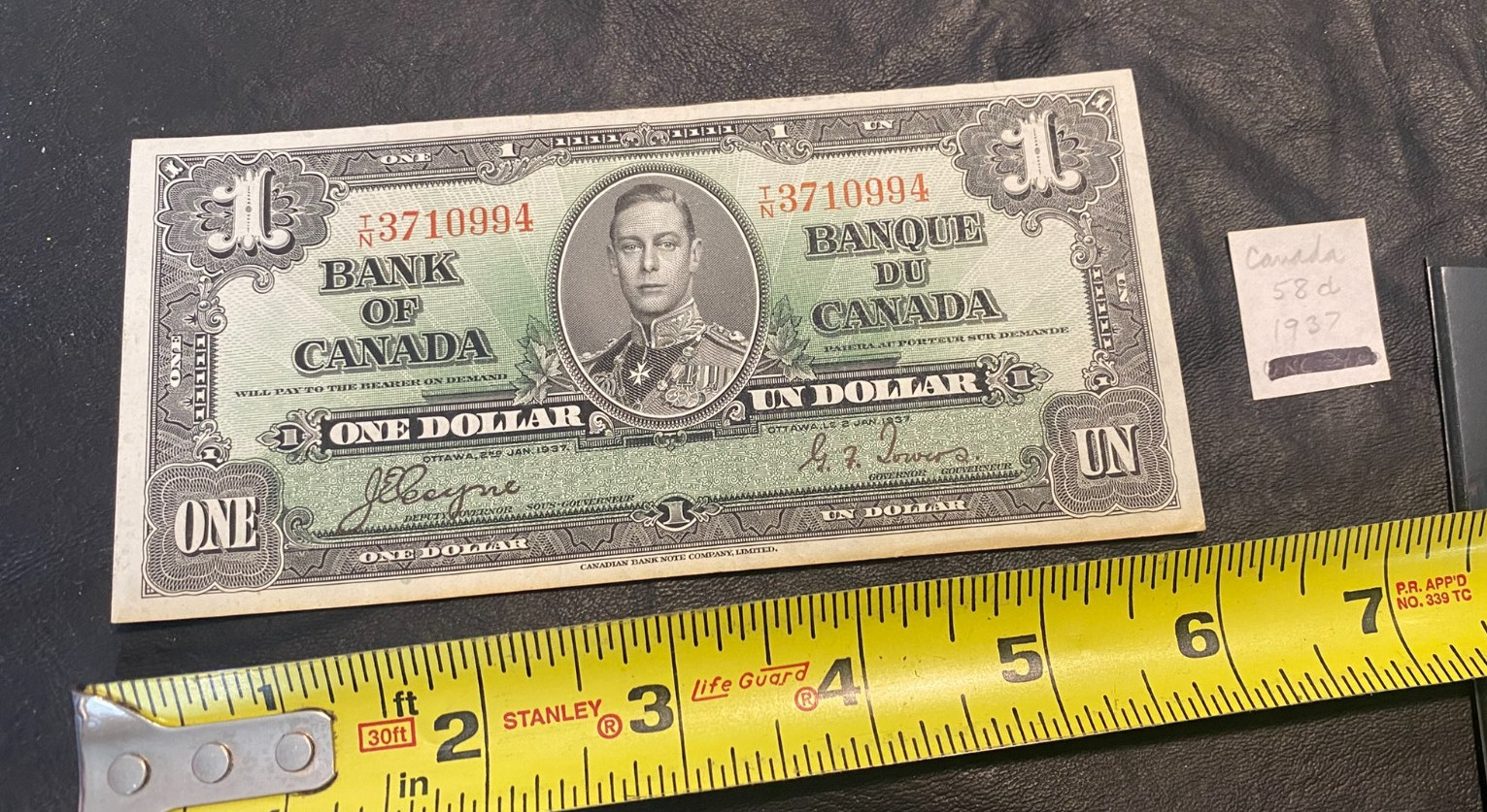 Bank of Canada ONE DOLLAR 1937 note money currency banknote