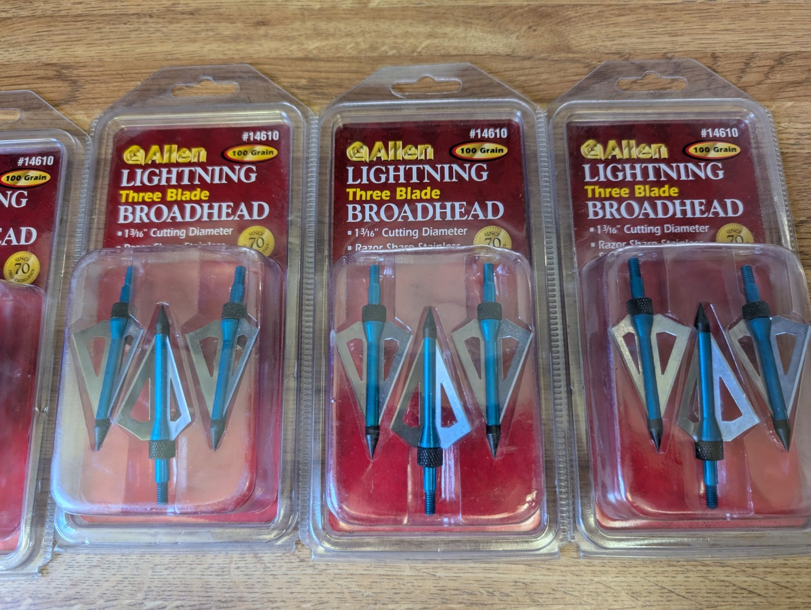 (4) Packs Allen LIGHTNING 3 Blade Broadhead Fixed 100GR 1-3/16” Archery #14610