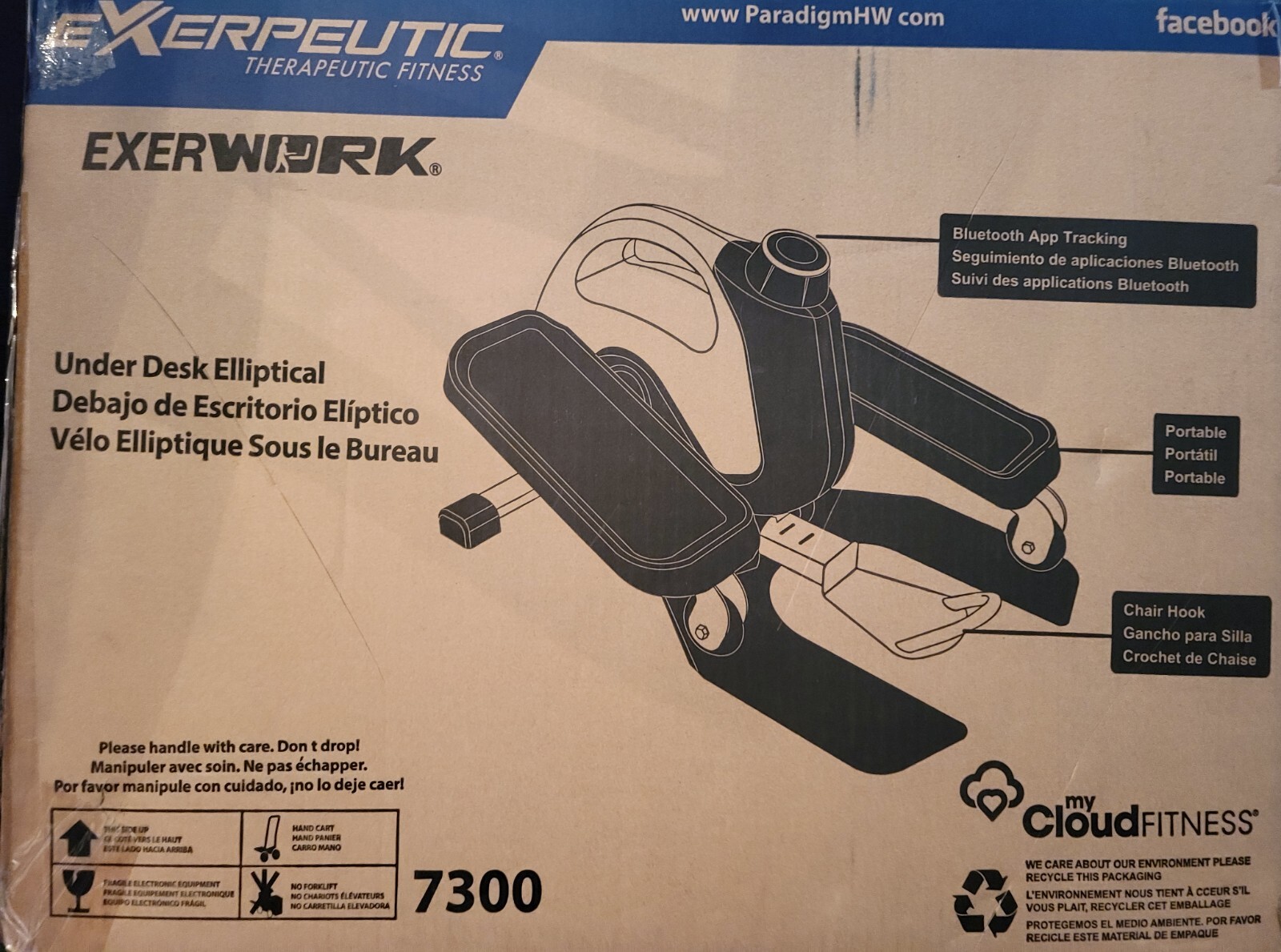 Exerpeutic Exerwork 7300 Under Desk Elliptical - My CloudFitness App Fitness New
