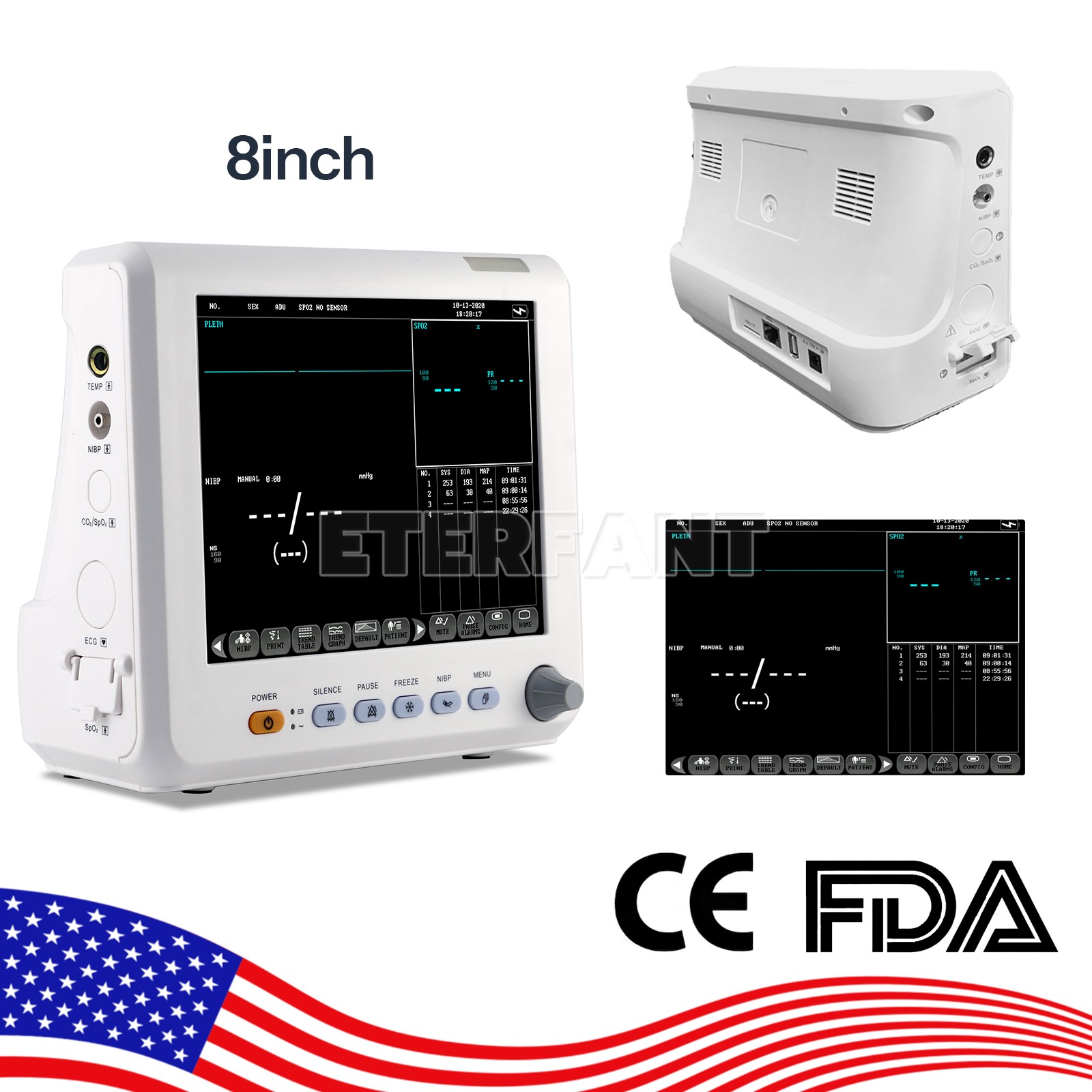 Dental 8"/15.6" Patient Monitor/Mobile Cart for Ultrasound Imaging Scanner US