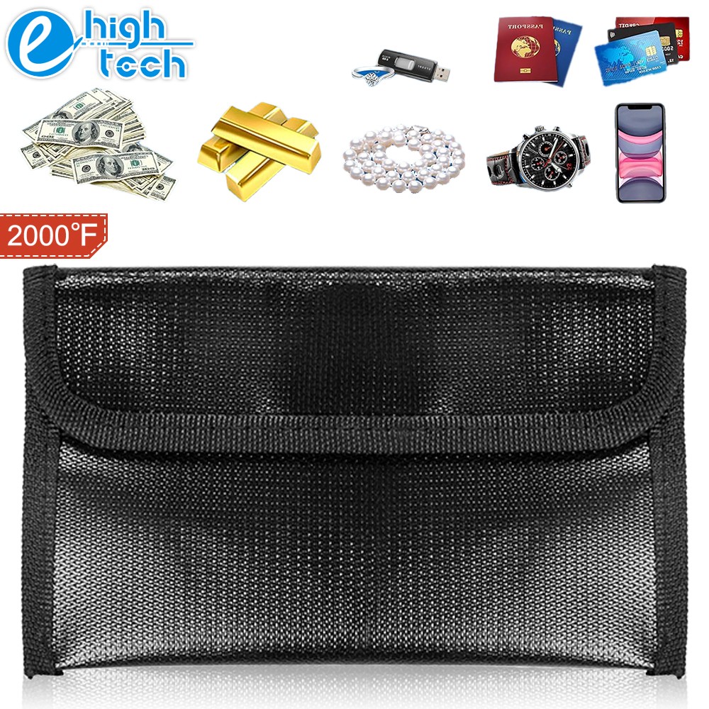 Fireproof Waterproof Money Bag Pouch for Cash Valuables Passport Currency Keys