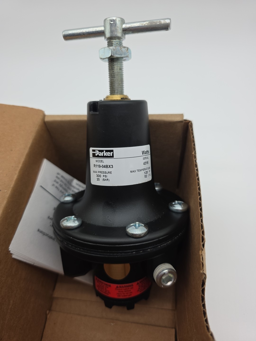 Parker R119-04BX3 Air Regulator, 1/2" Npt, 150 Cfm, 300 Psi 20 (Bar) New QTY QTY