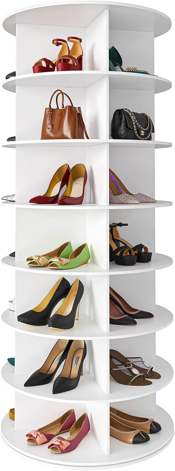 7 Tier Rotating Shoe Rack Tower White