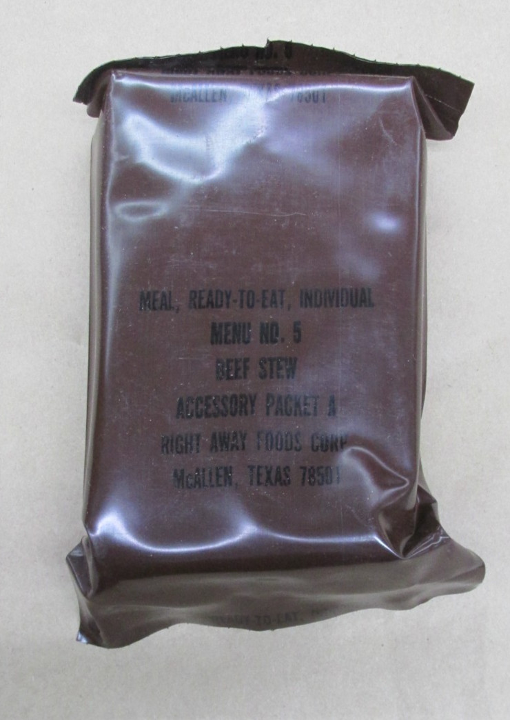 Genuine Vintage U.S. Military 1980s Desert Storm Brown Bag MRE Beef Stew