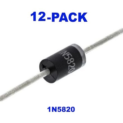 12pcs- 3 AMP DIODE (3A), 12V to 14V DC Car Security & Auto Application, 1N5820