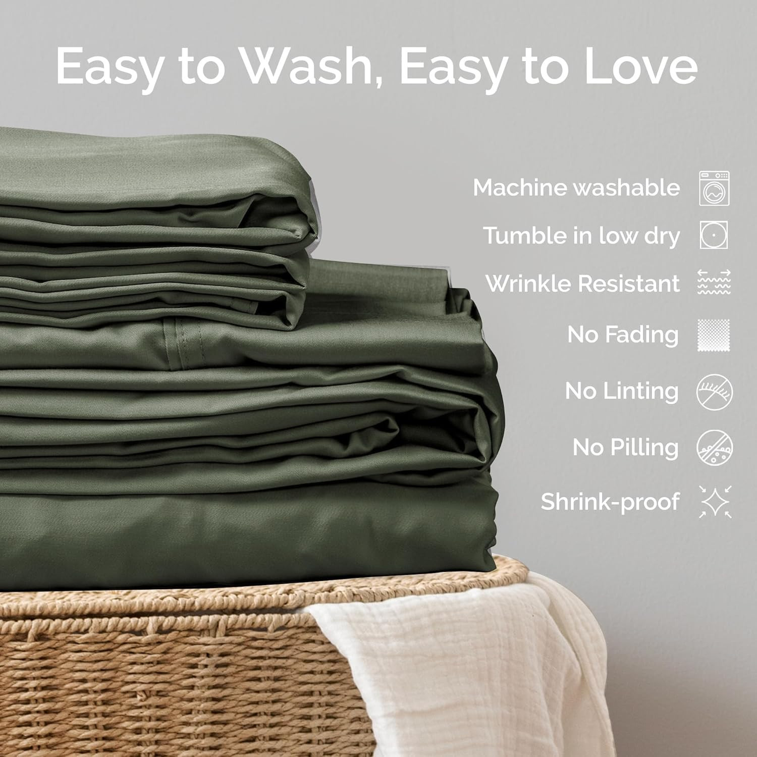 Cooling Bamboo Sheets Set with 2 King Pillowcases - Soft & Hypoallergenic
