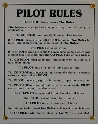 "The Pilot Rules" Vintage Aviation Metal Sign - Hangar Garage or Airplane