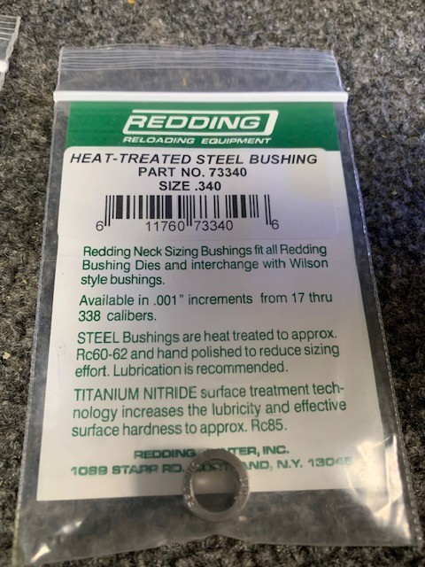 73340 REDDING HEAT TREATED STEEL .340 NECK SIZE BUSHING - FREE SHIP