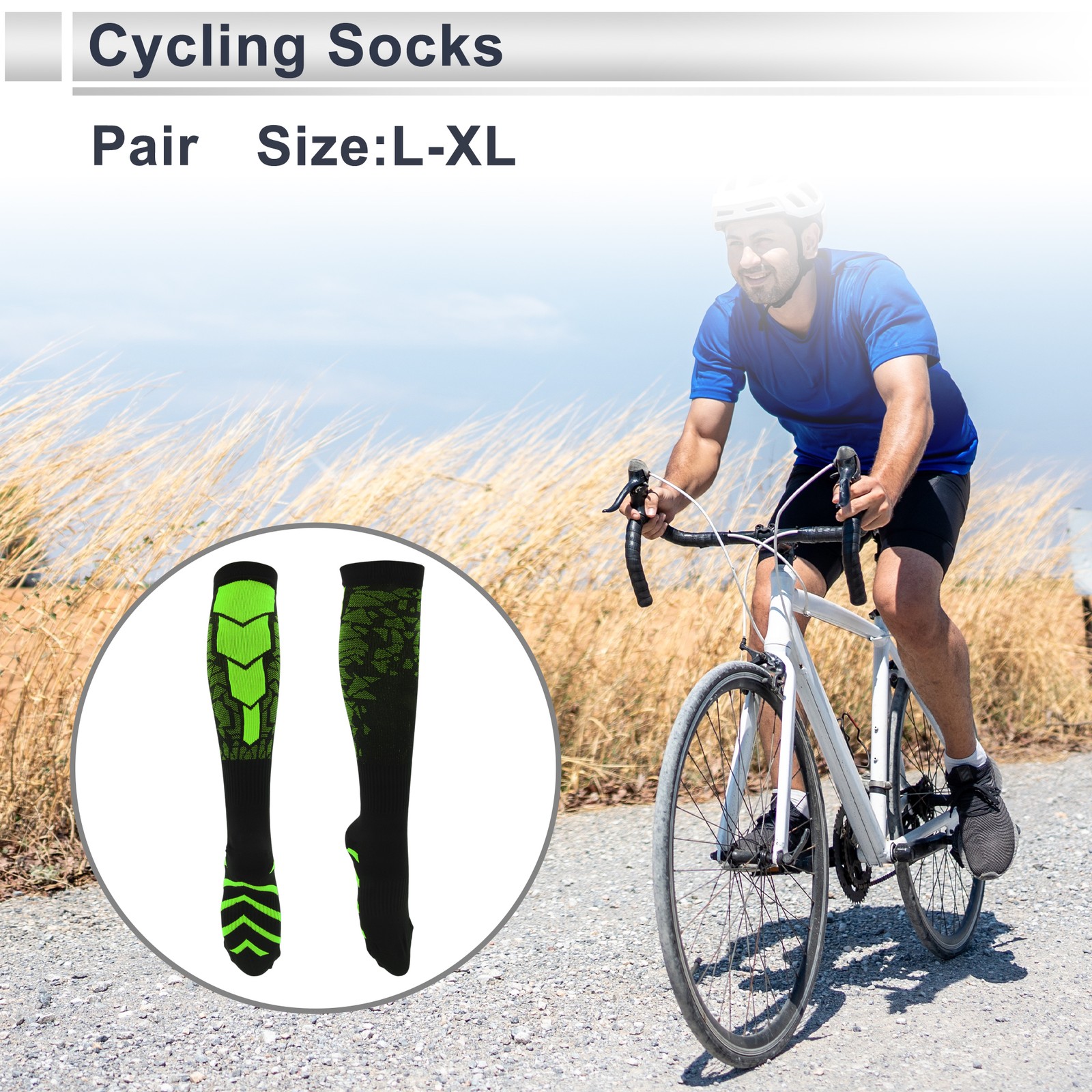 Cycling Socks Anti-Slip Anti-friction Size L-XL High-cut Cycling Socks Black