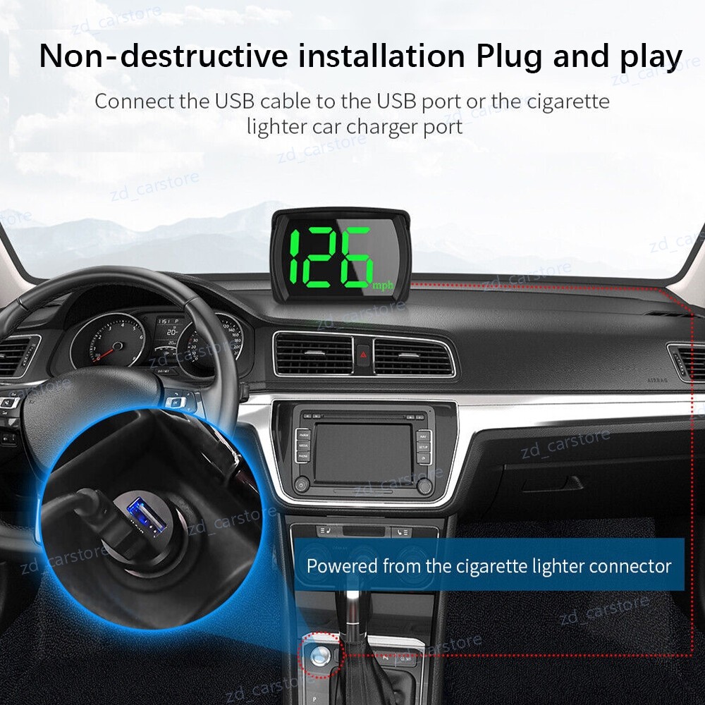 2X GPS Digital Speedometer Car Truck Motorcycle Head Up Display Odometer HUD MPH