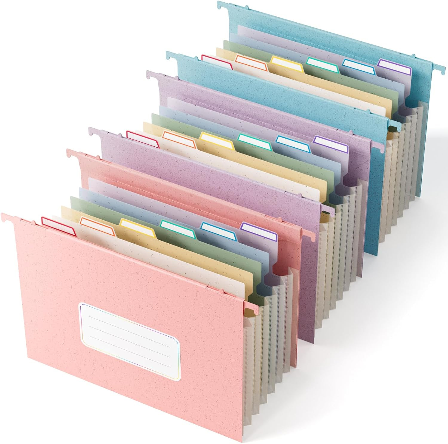 Wheat Straw Expanding Hanging File Folders,7-Pocket Accordion Organizer with 1.2