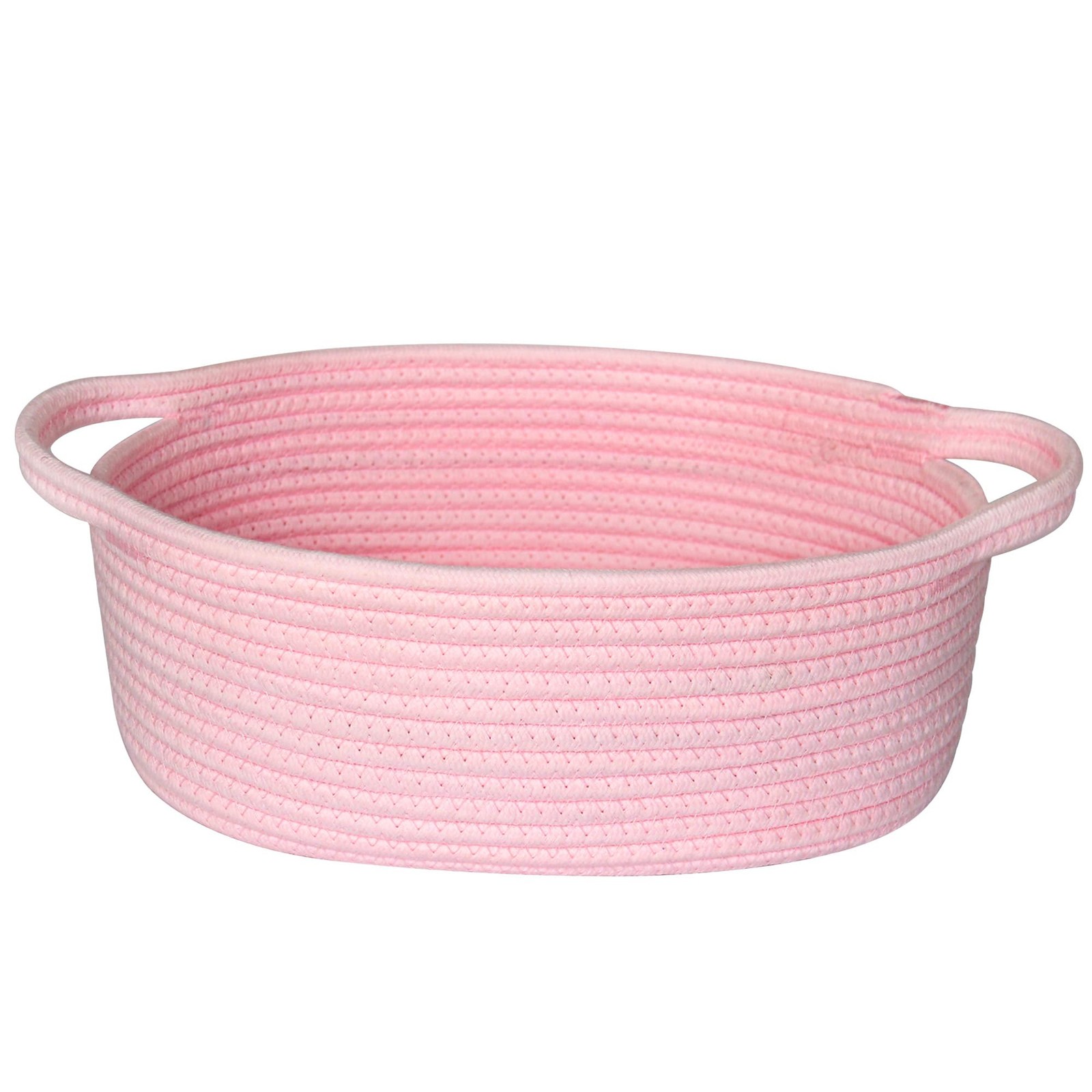 WILLITAT Pink Basket for Gifts Empty, 13"x9"x5" Small Woven Cotton Rope Baske...