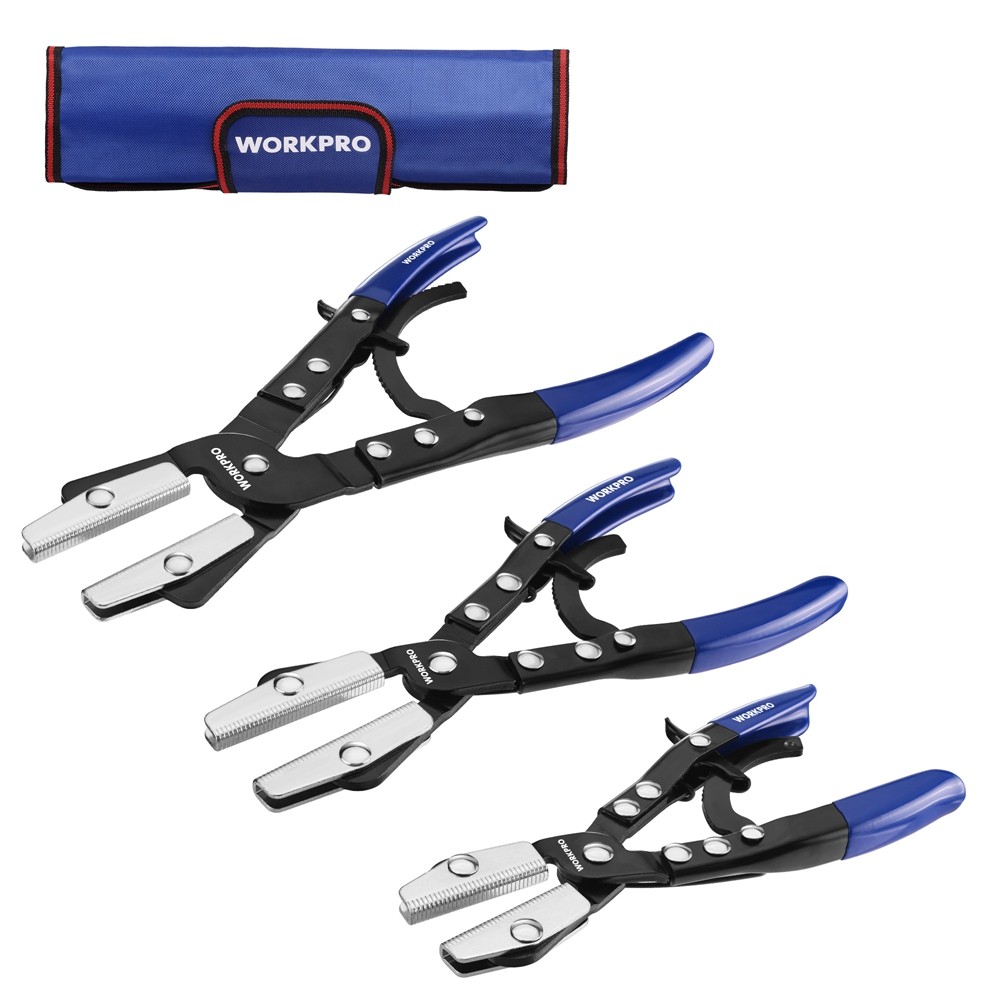 WORKPRO 3-Piece 8", 10", 12" Ratcheting Hose Pinch Off Pliers Set for Radiator