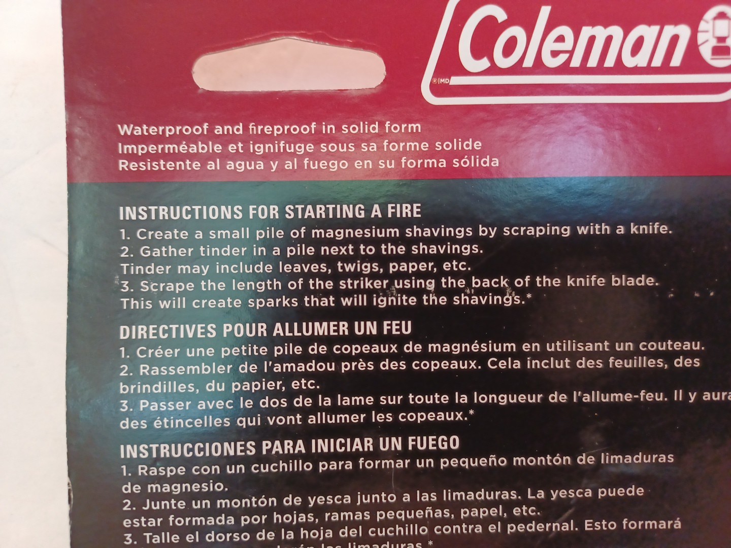 Coleman Pocket-Size Compact Waterproof Magnesium Fire Starter NEW IN PACK