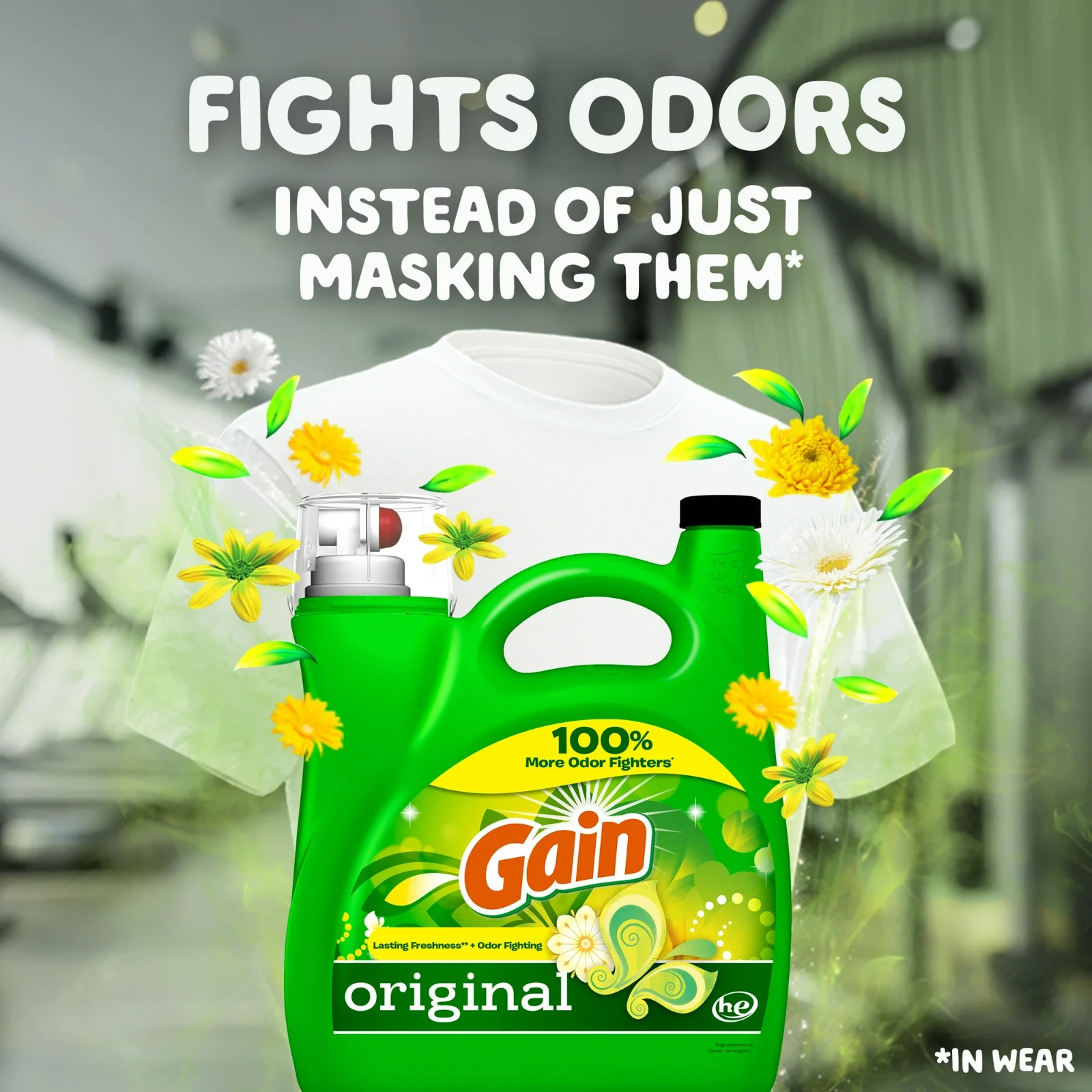 3 Pack Gain Laundry Detergent Liquid with Odor Fighters, Original Scent, 154oz