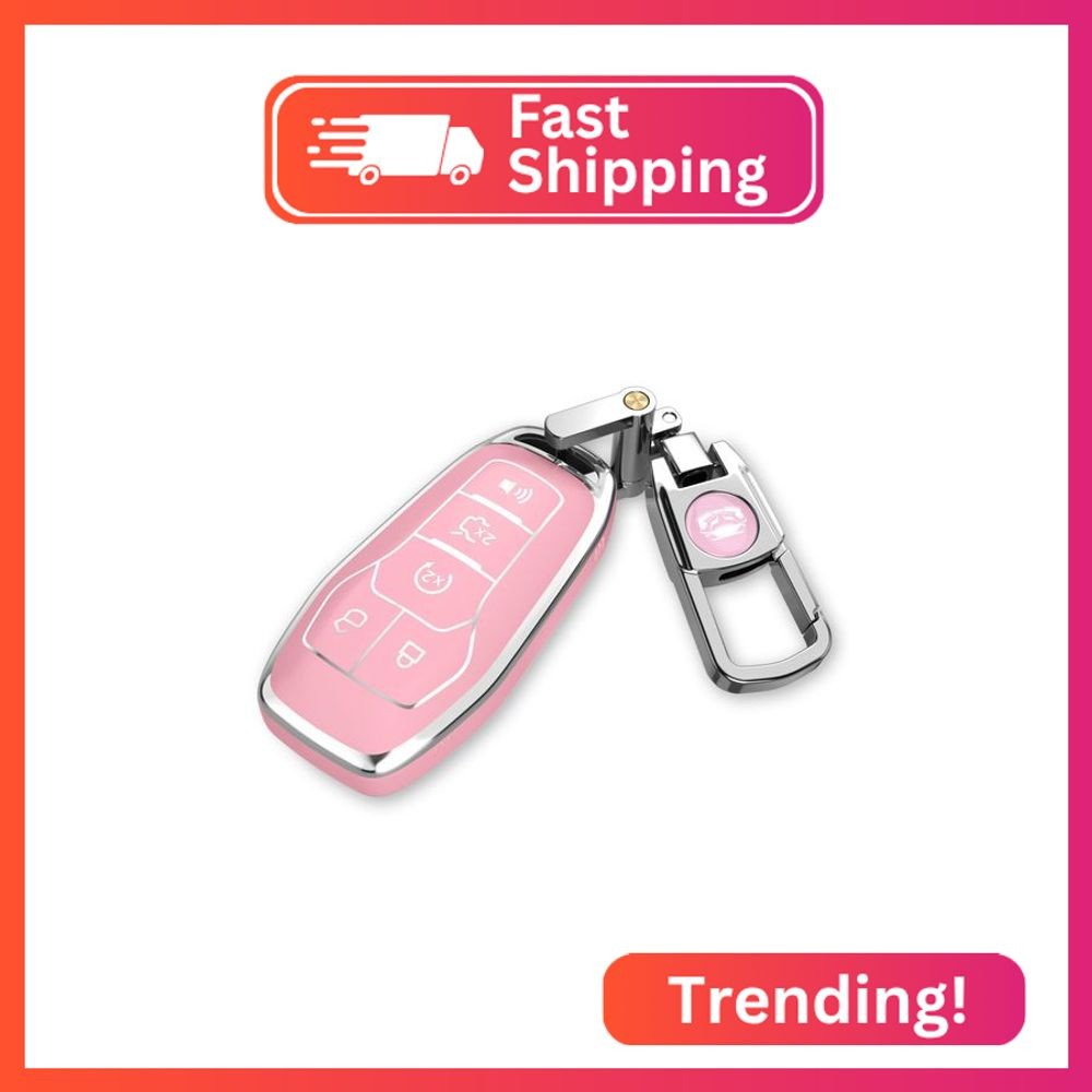 QfungYe For Ford Key Fob Cover with Keychain.No Screws Required for Installation