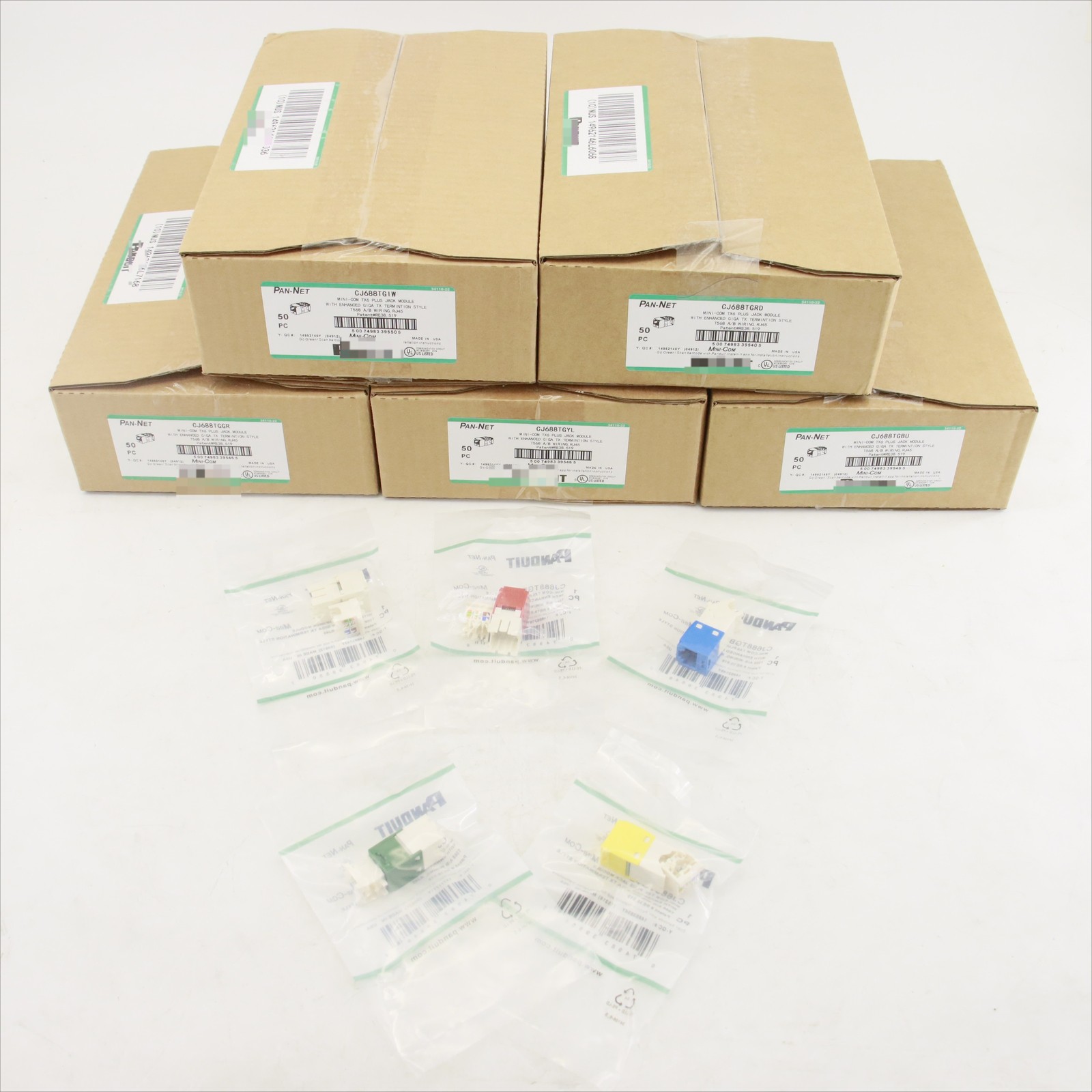 50Pcs Panduit Giga TX Cat6 Network jack CJ688TGYL CJ688TGIW CJ688TGGR CJ688TGRD