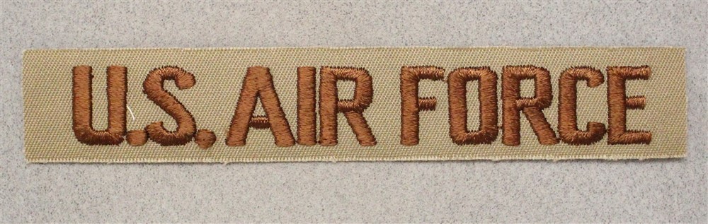 Cloth Name Tape, Pocket Title "U.S. Air Force" - embroidered, brown on tan