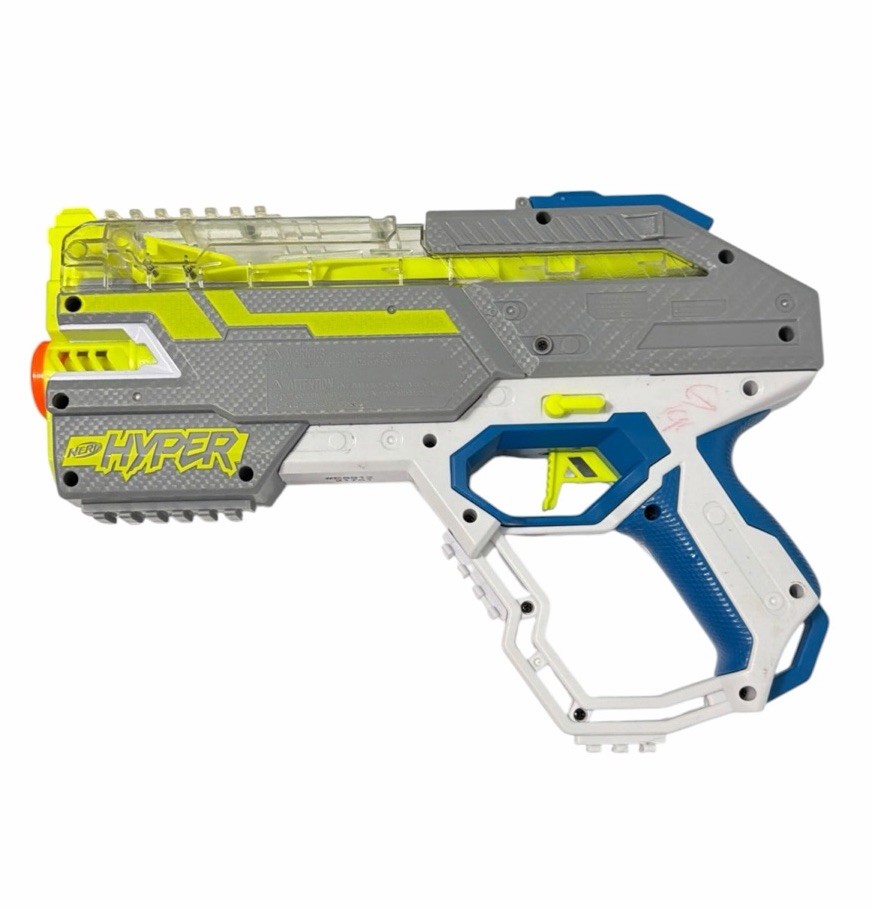 Nerf Hyper Rush 40 Pump Action Blaster White Gray Blue Excellent Used Condition