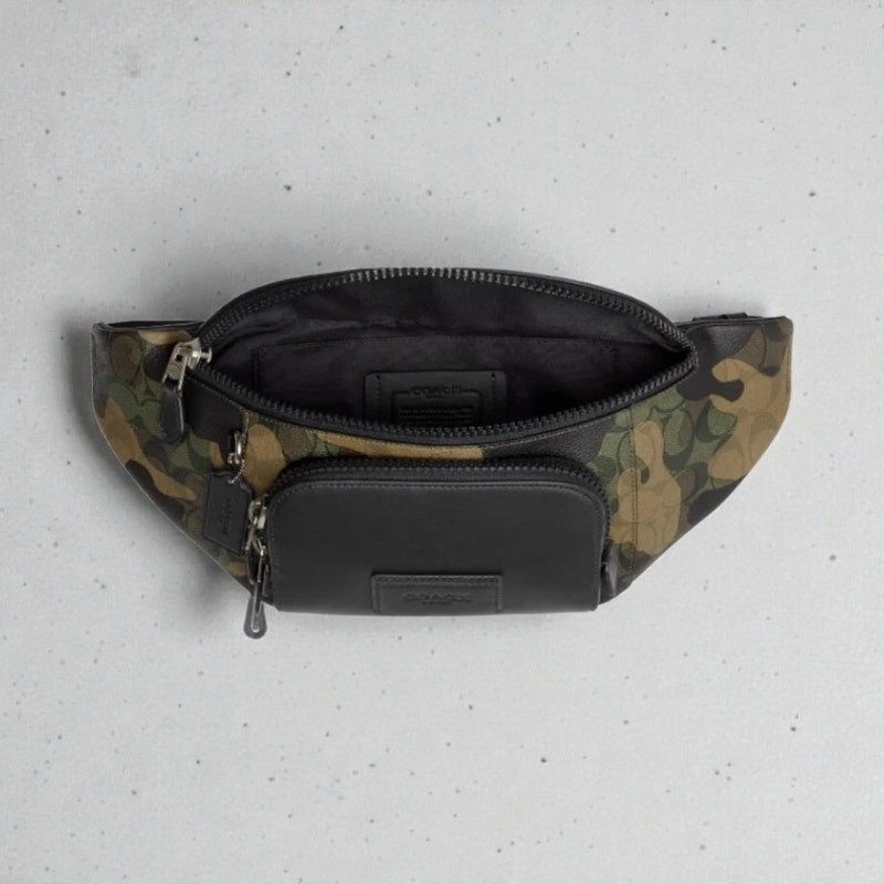 Coach Track Belt Bag In Signature Canvas With Green Camo Print CM184