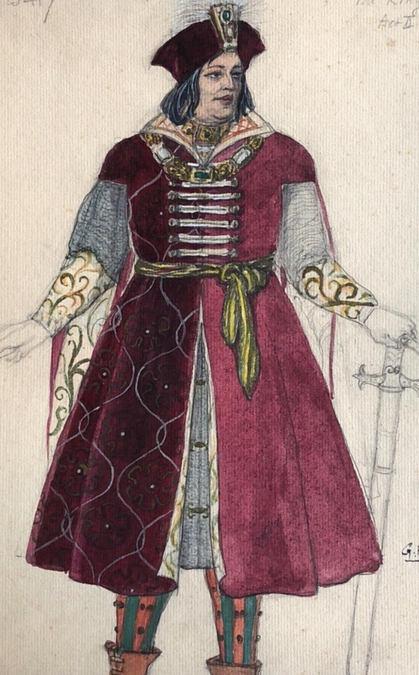 Kugel Benda French Pencil Drawing Georges Theater Project Costume King