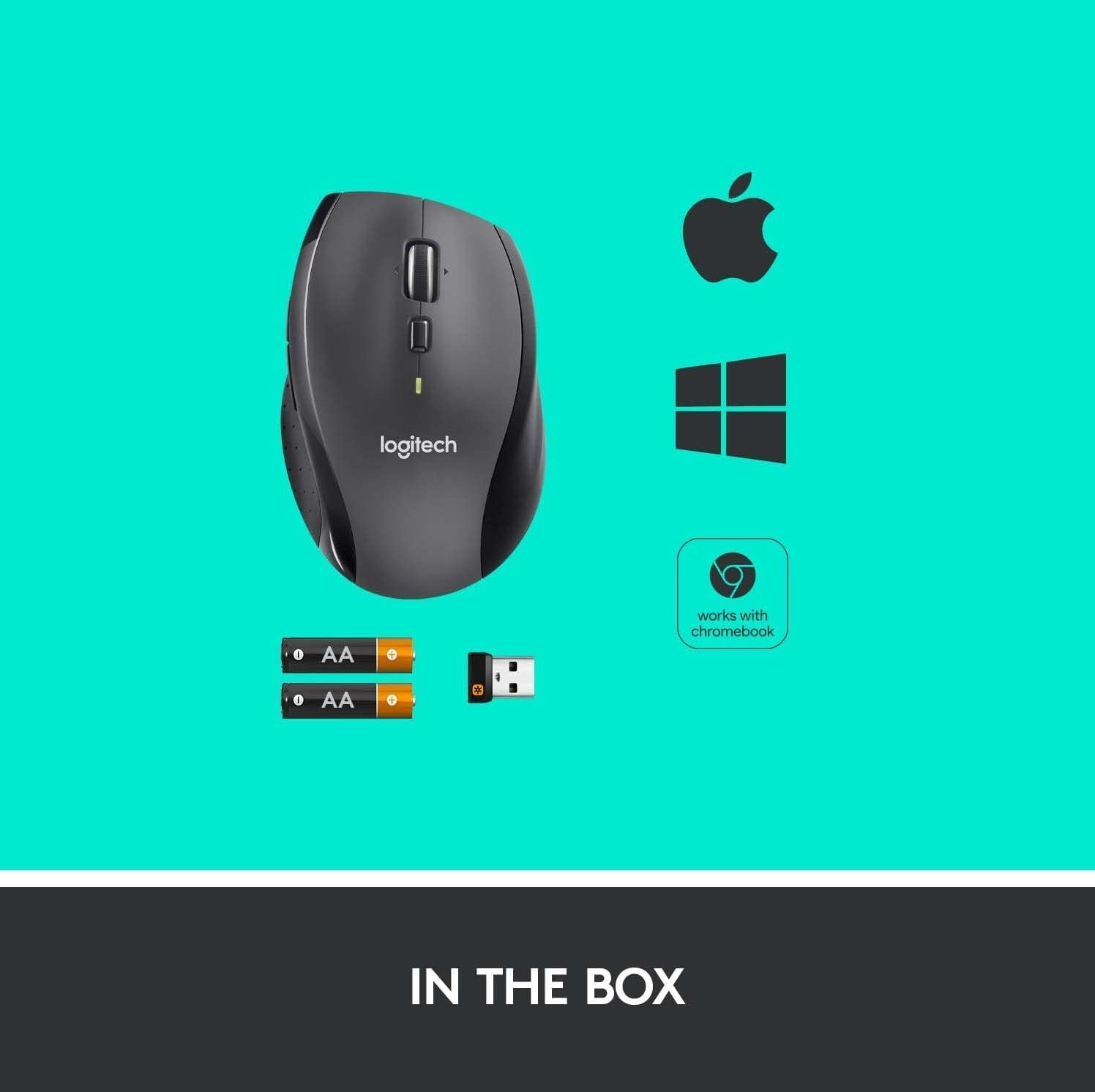 Logitech M705 Marathon Wireless Mouse, Gaming Mouse 2.4GHz Wireless PC Mac Black