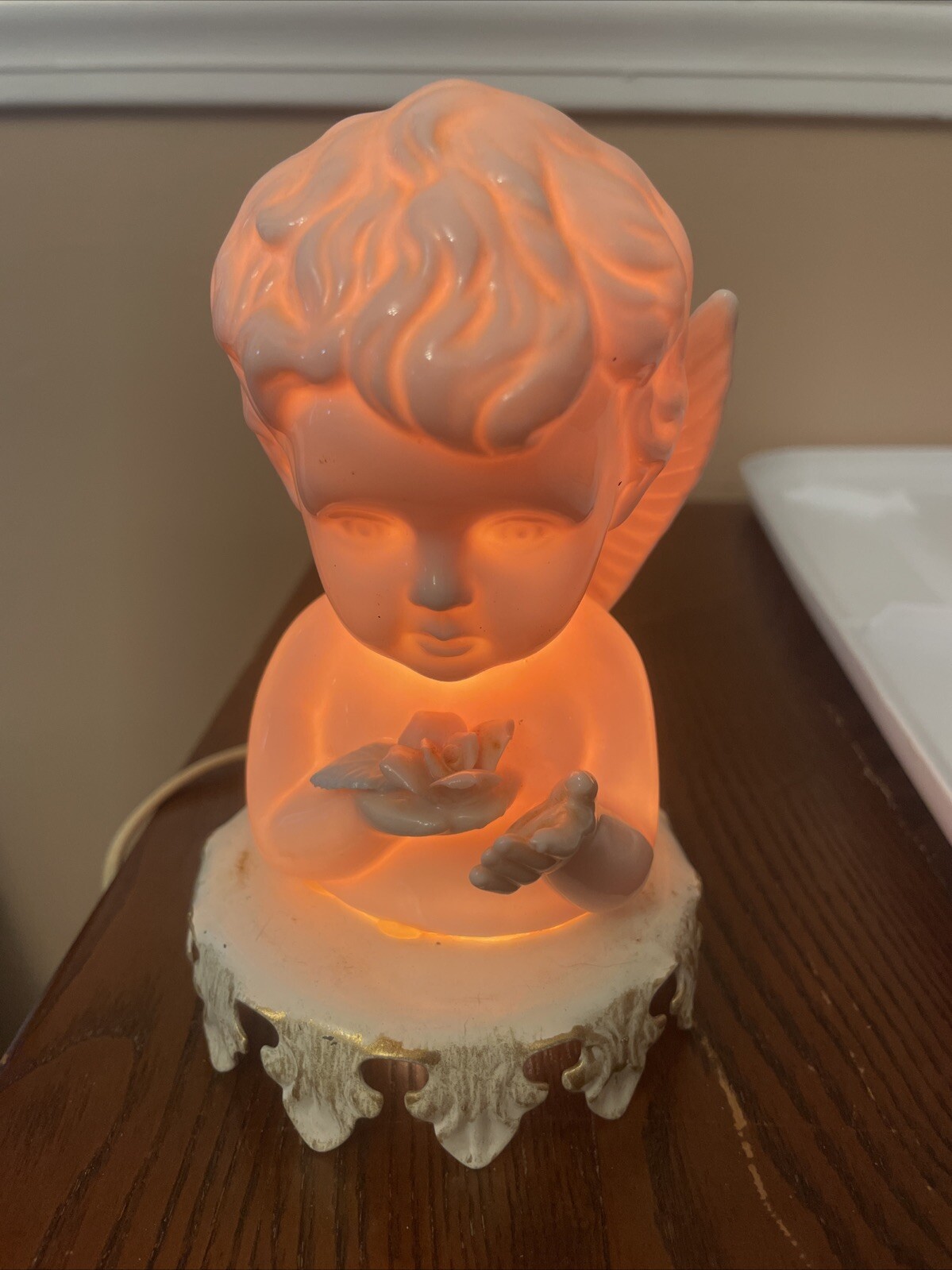 VINTAGE Cherub Angel Praying Nightlight - Plug In Light Figure 5 1/2” WORKS