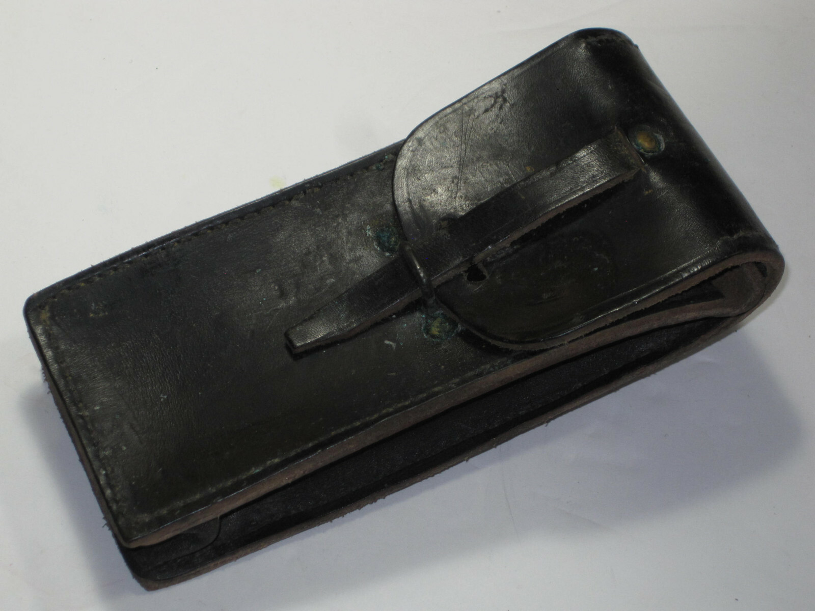Small Tool bag leather heavy duty military issue cartridge magazine clip 7" x 3"