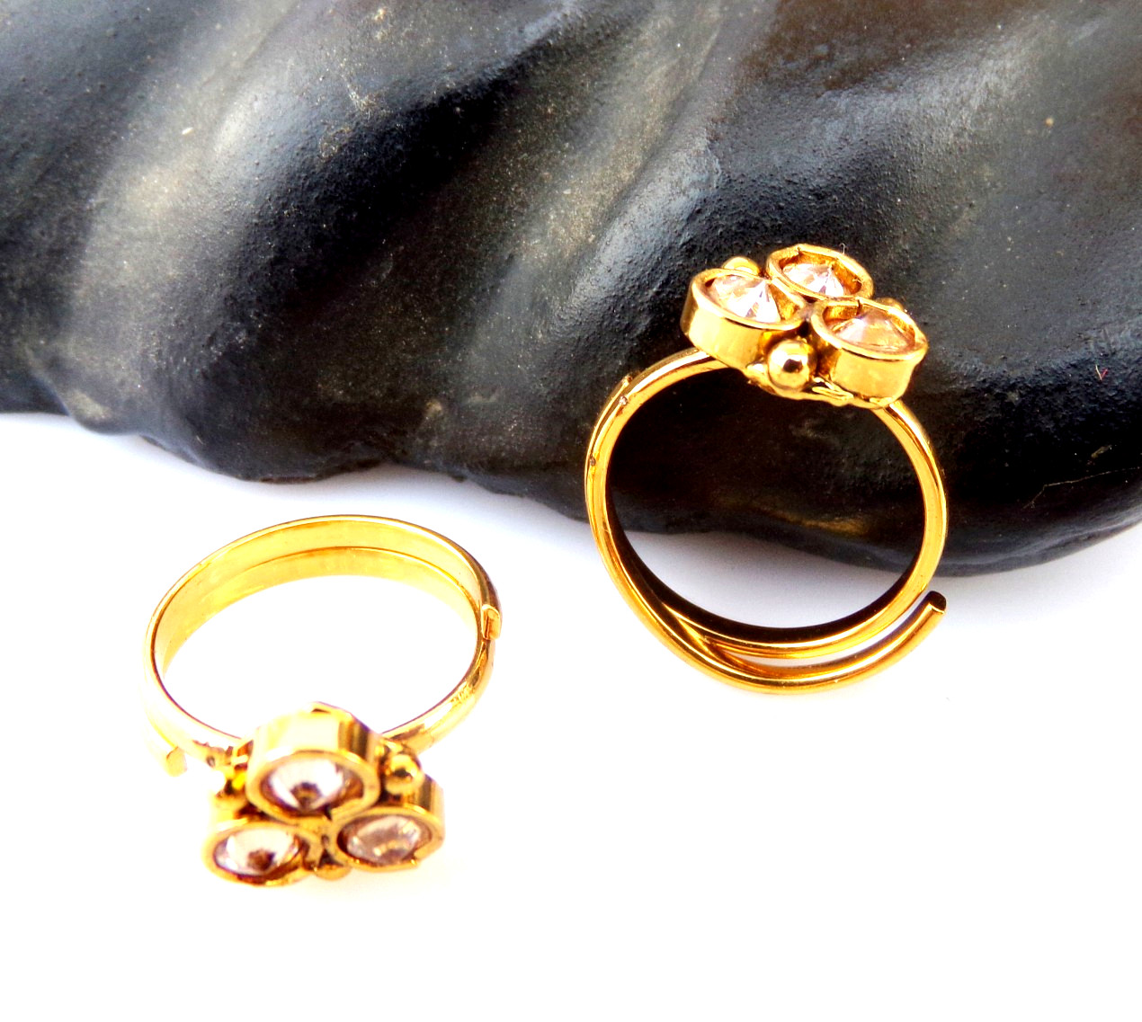 Bollywood Fashion Jewelry Polki Toe Rings Gold tone Bichiya Adjustable Toerings