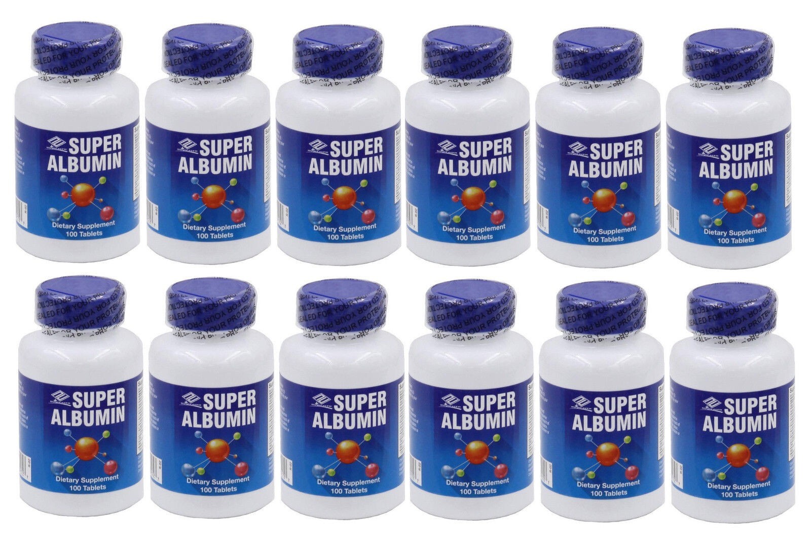 12 bottles Nu-Health Super Albumin 100 Tablets per bottle, FRESH, Made In USA