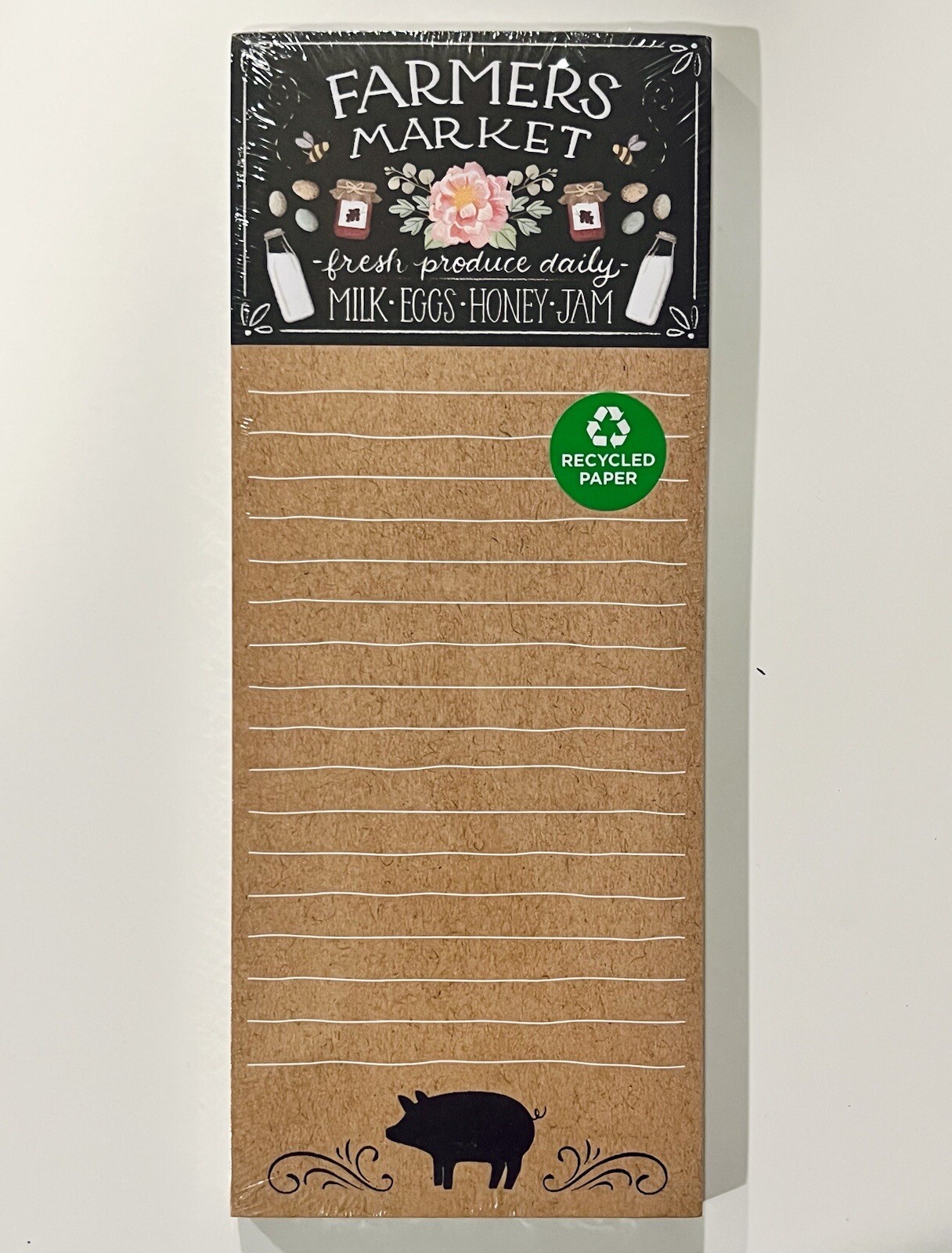 Clementine Magnetic Notepad Farmers Market List Lined Brown NWT