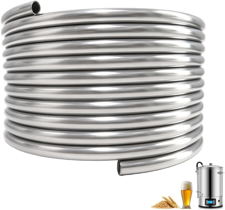 1/2" X 25Ft 304 Stainless Steel Tubing Coil, Food Grade Welded Immersion Wort Ch